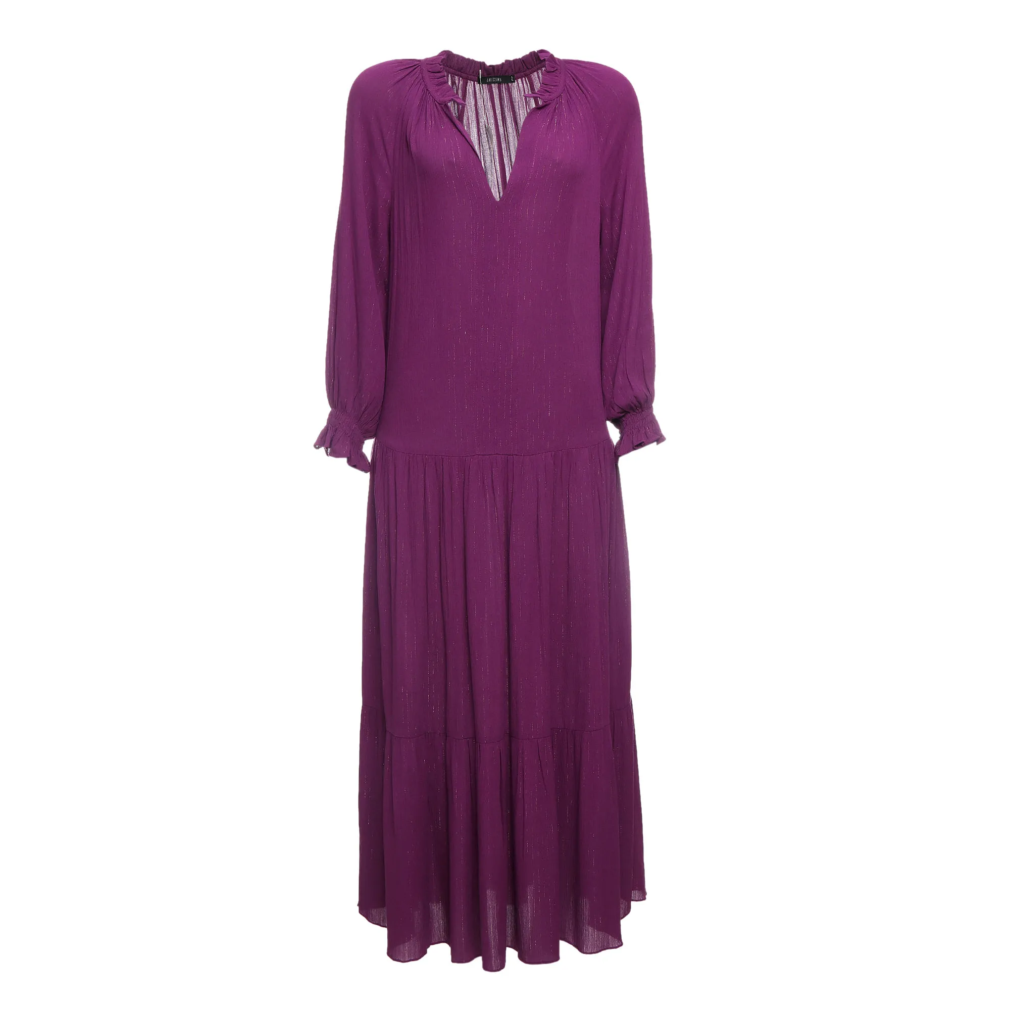 Vestido Amissima Roxo Fios Dourados