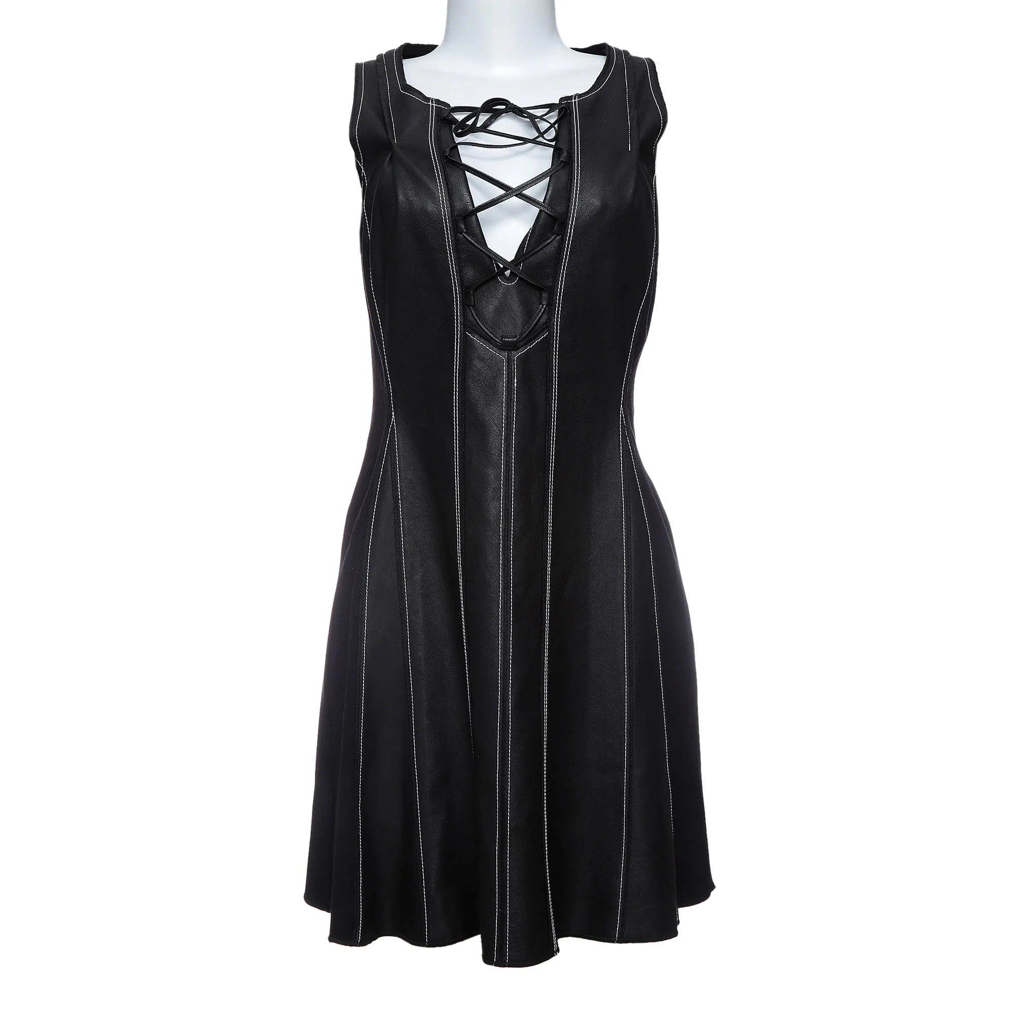 Vestido BCBG com Couro Preto