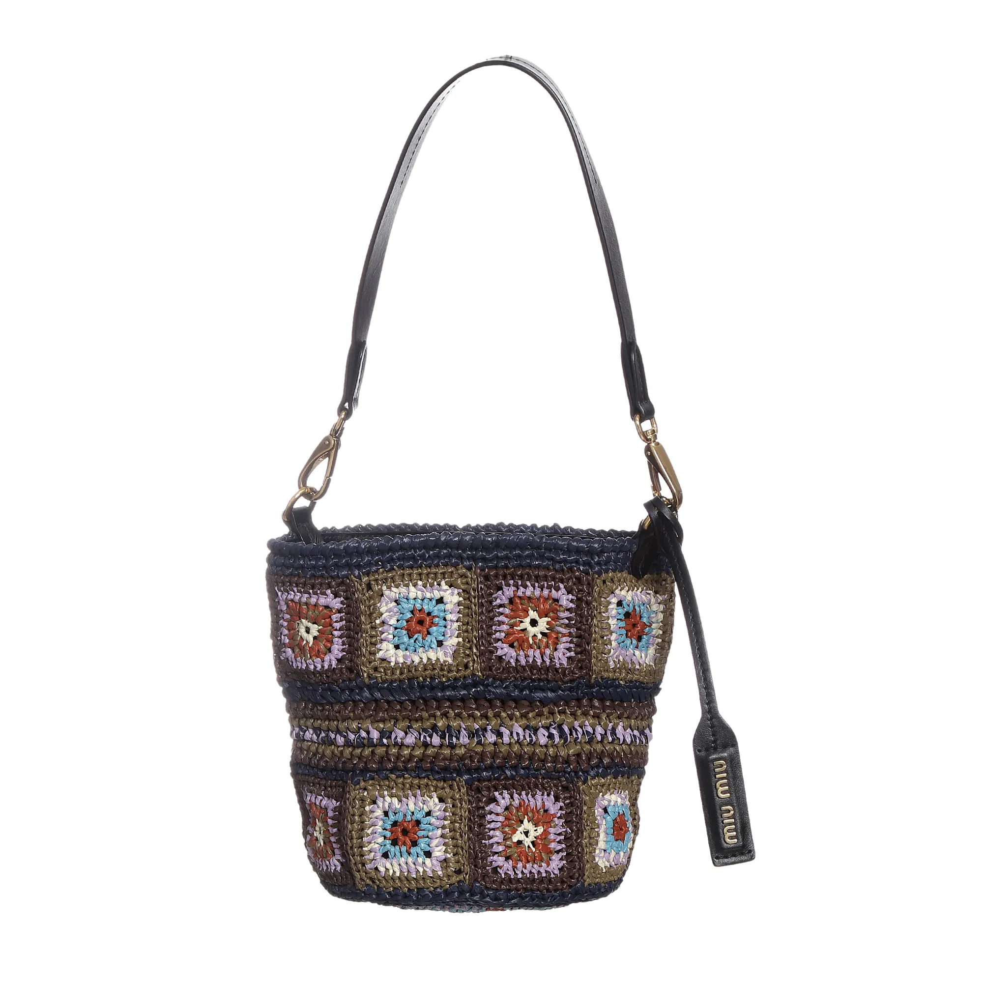 Bolsa Miu Miu Crochê Rafia Colorida