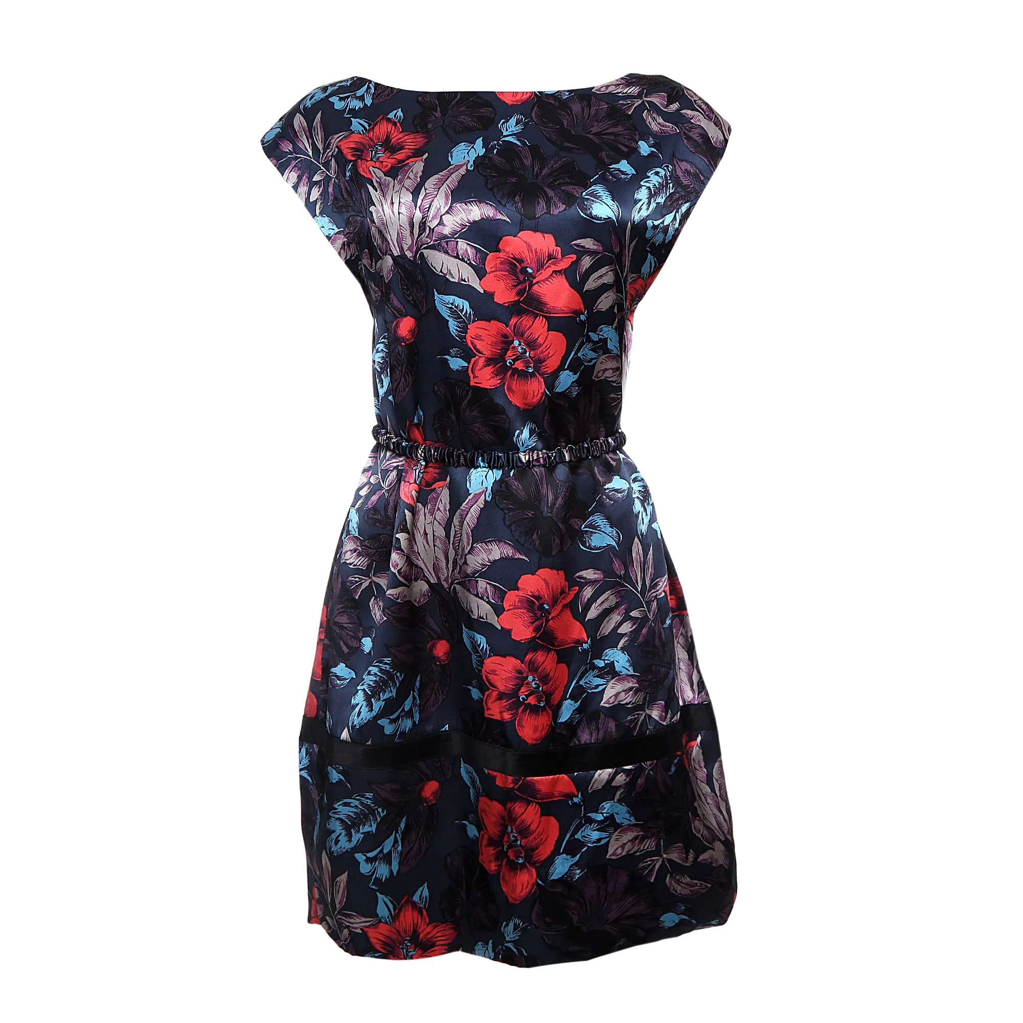 Vestido Marc Jacobs Seda com Cinto Floral Azul