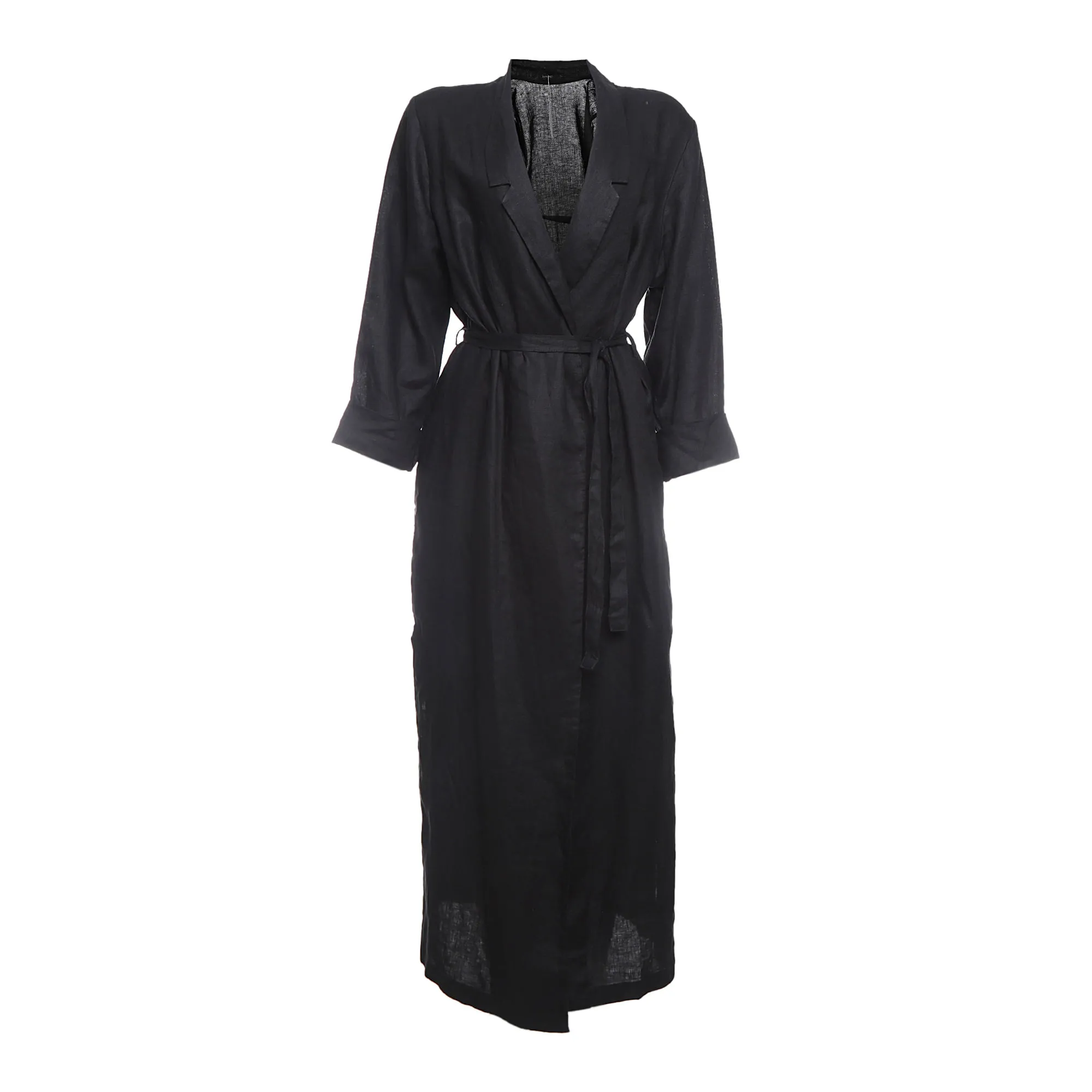 Vestido Handred com Faixa Linho Preto