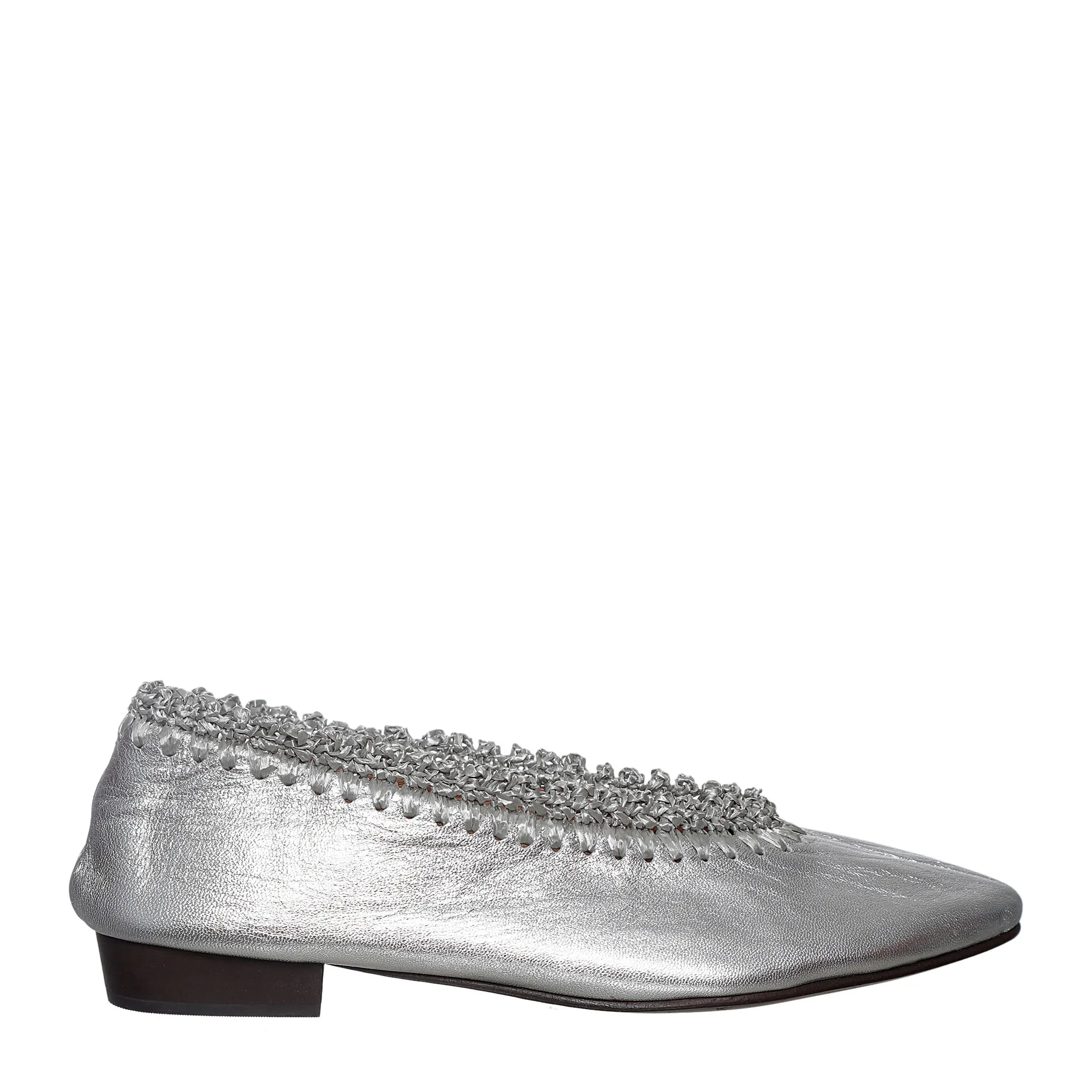 Sapatilha Botti Gabrielle Crochê Couro Prateado