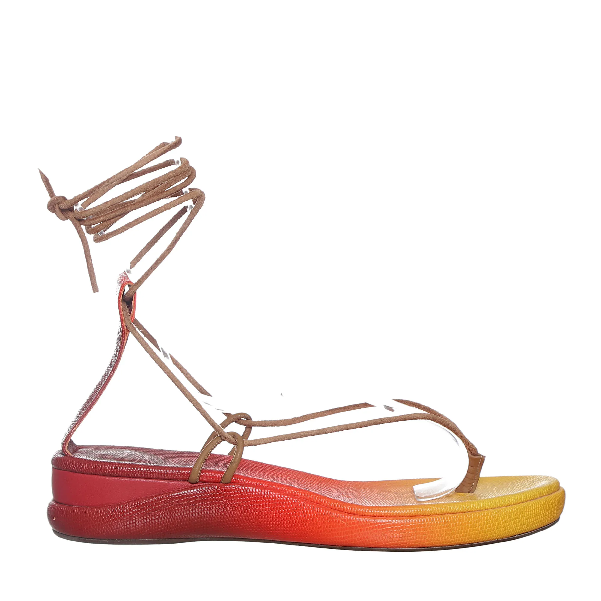 Sandália Chloé Couro Laranja