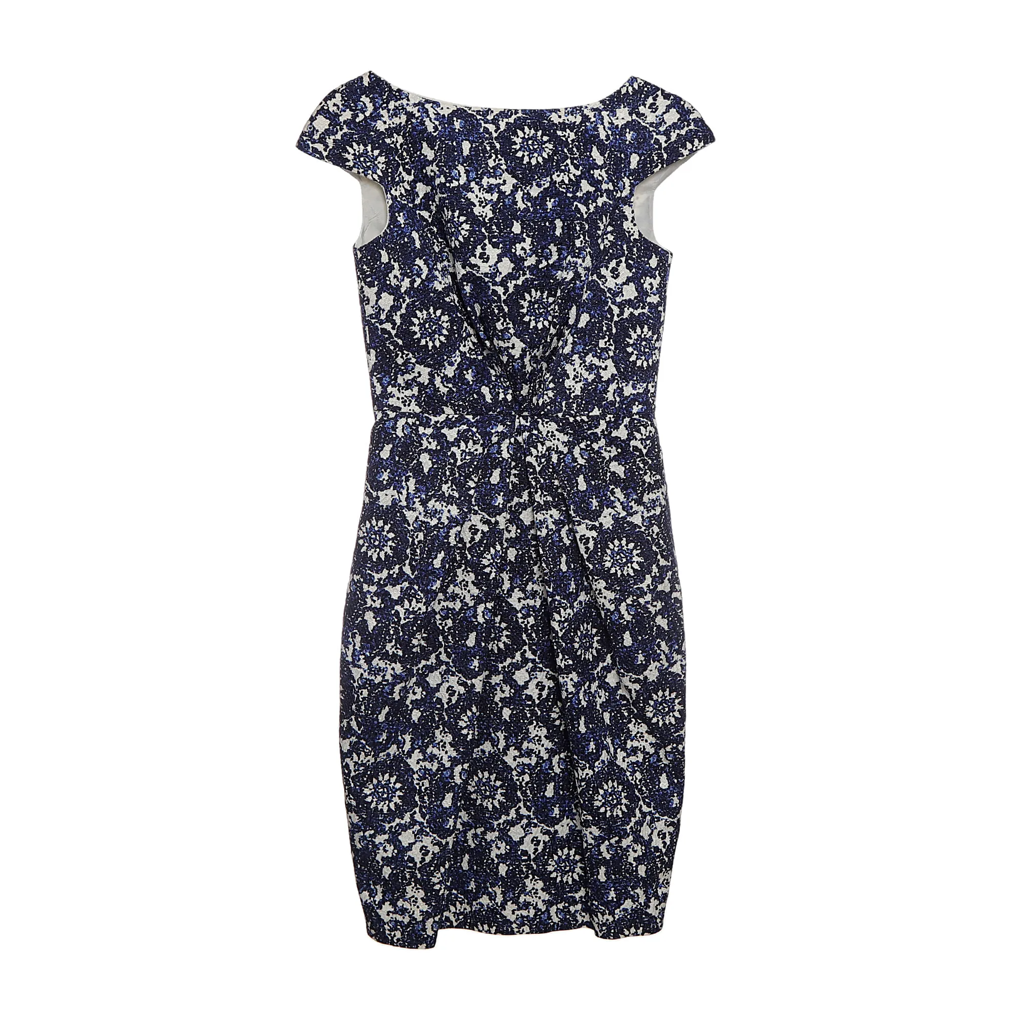 Vestido Carolina Herrera Jacquard Azul Marinho