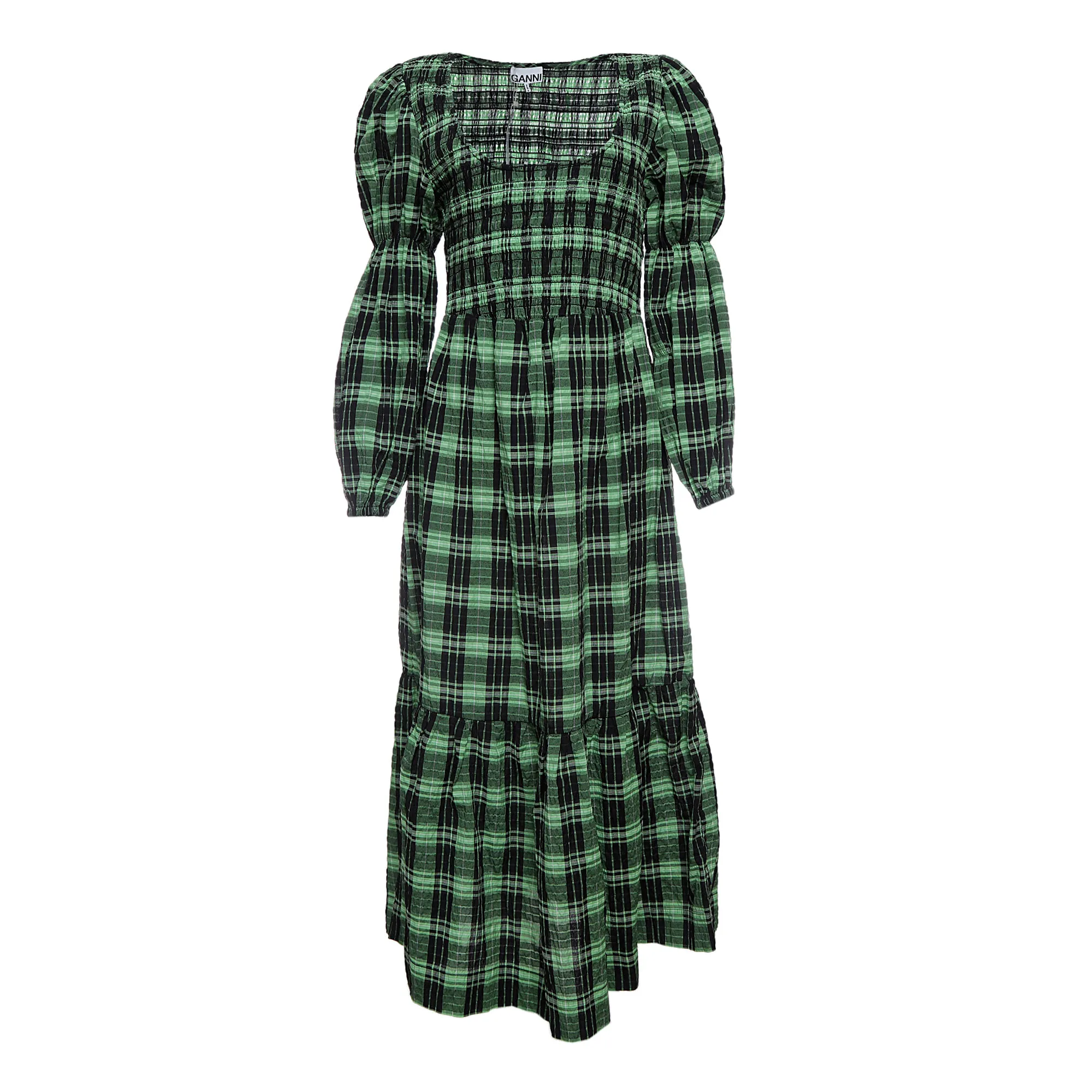 Vestido Ganni Xadrez Verde