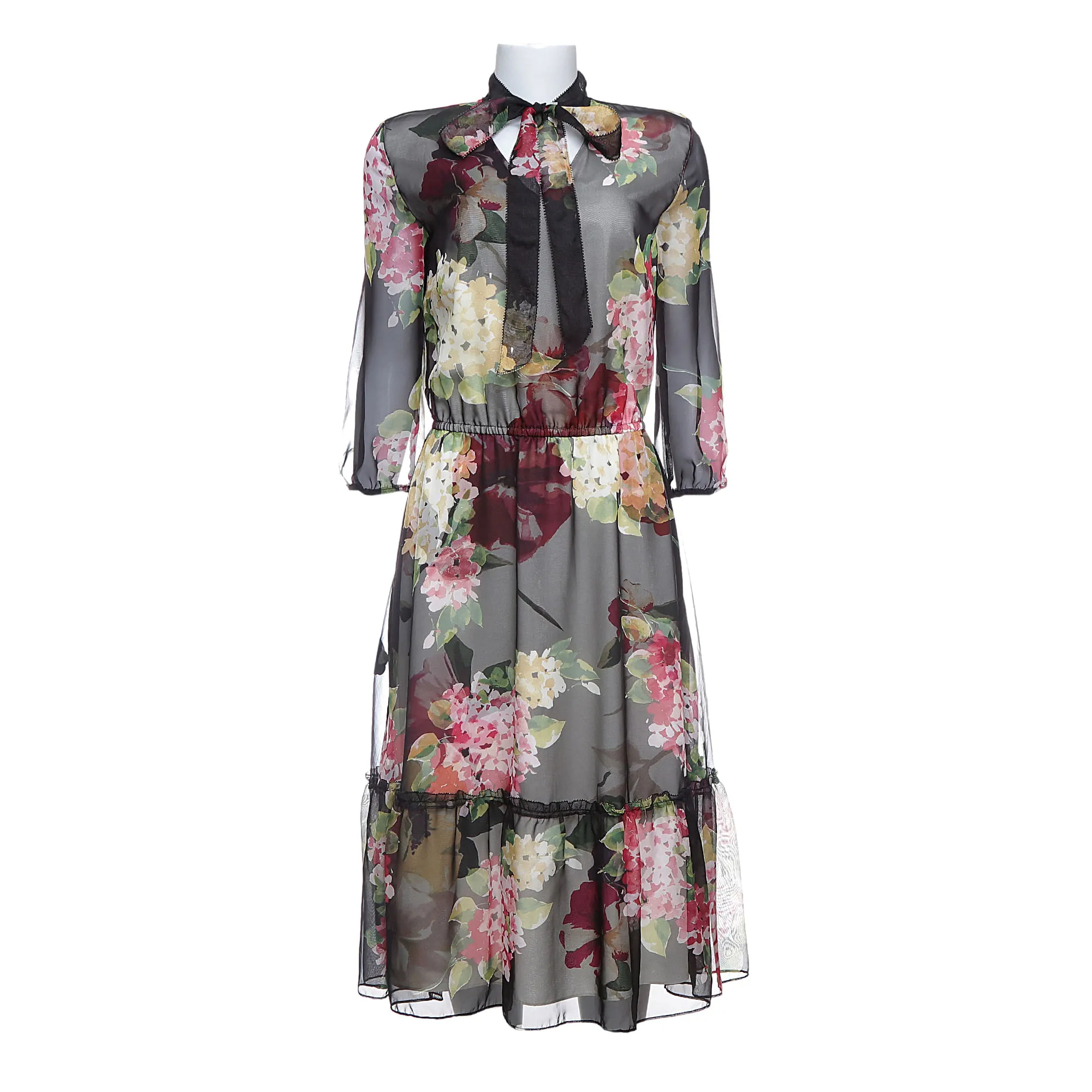 Vestido Ralph Lauren Estampa Florida Preto