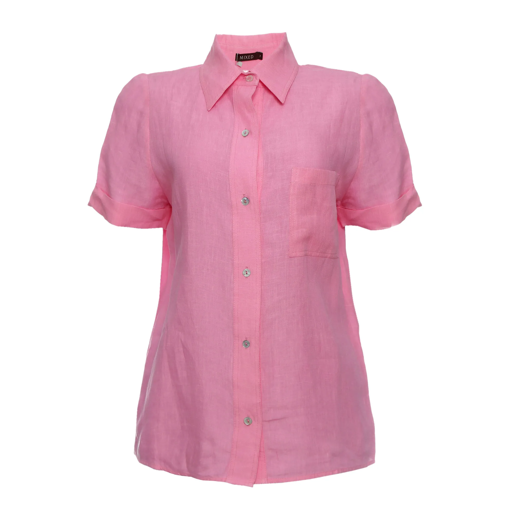 Camisa Mixed Linho Rosa