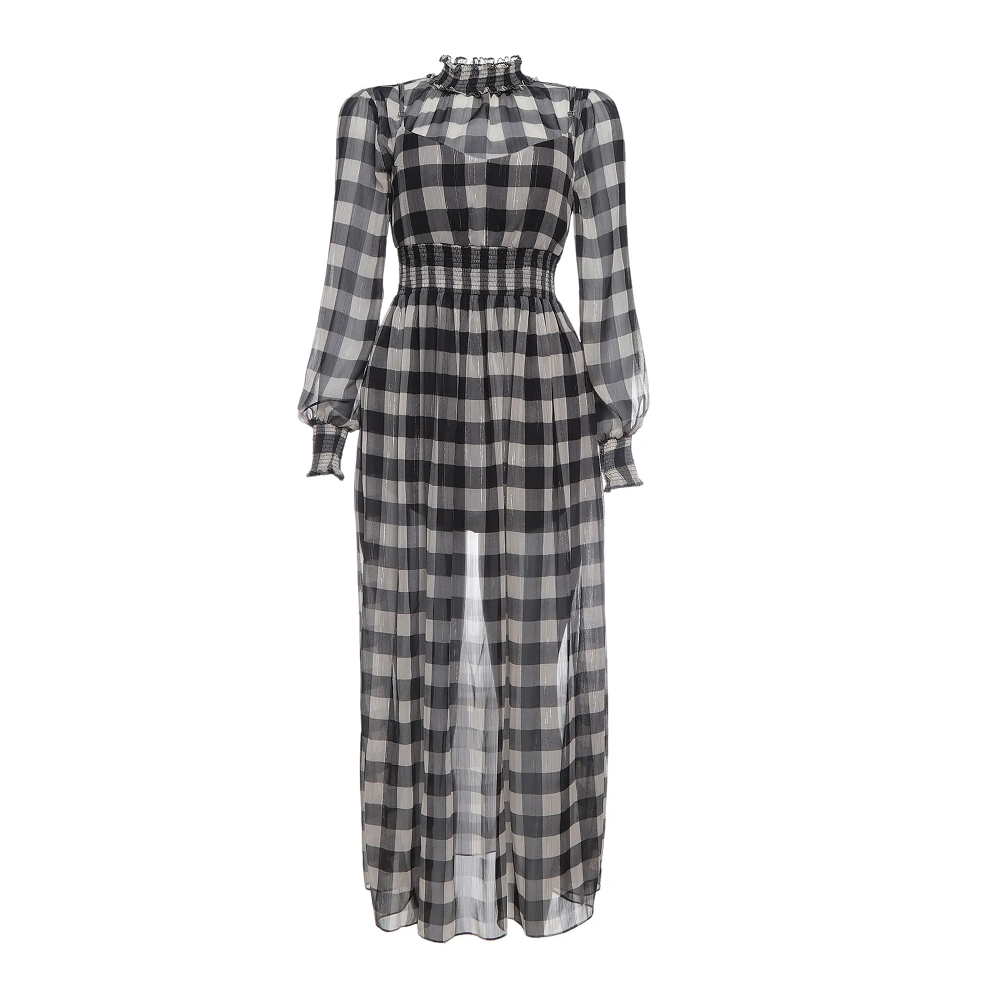 Vestido Mixed com Blusa Estampado Preto