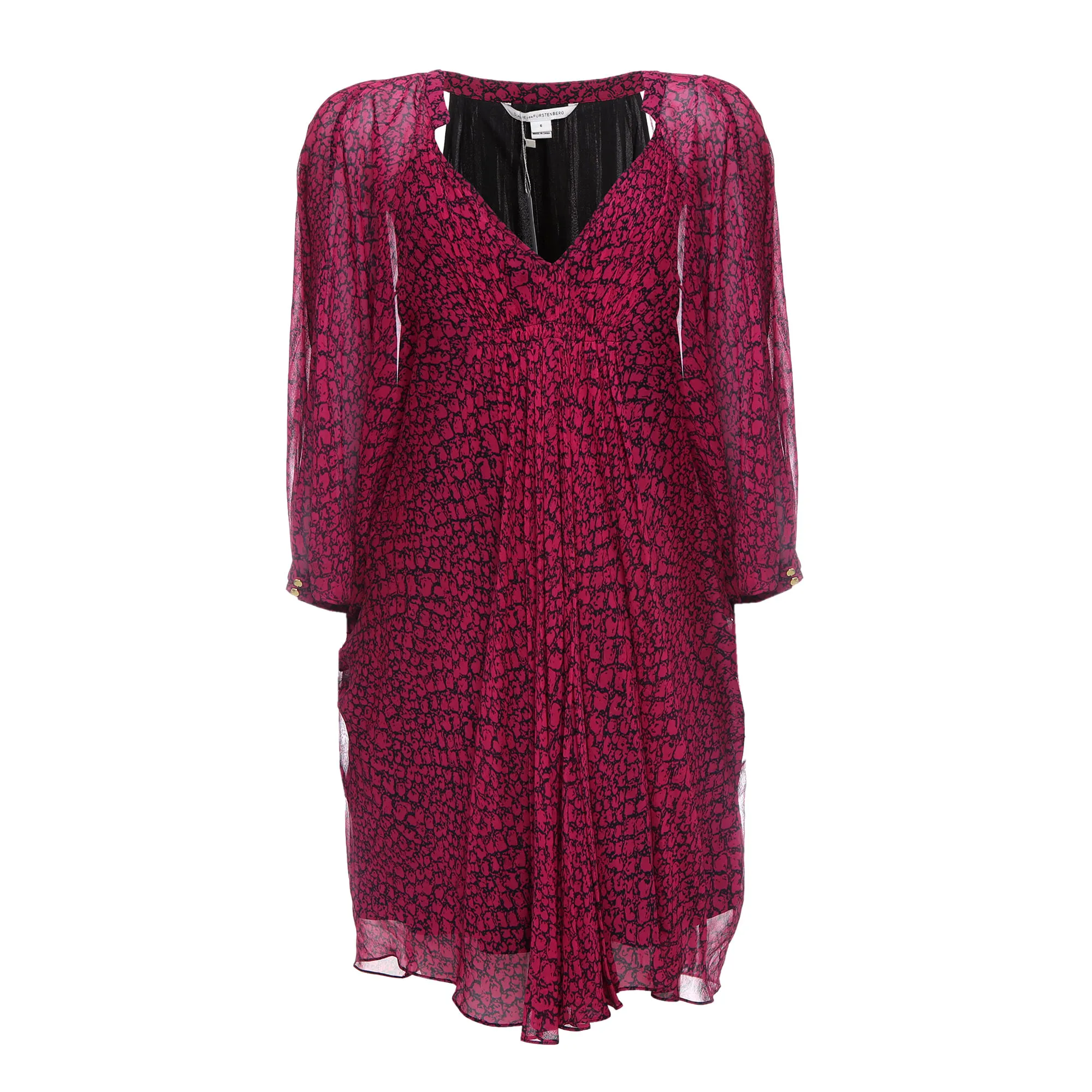Vestido Diane Von Furstenberg Seda Estampado Rosa