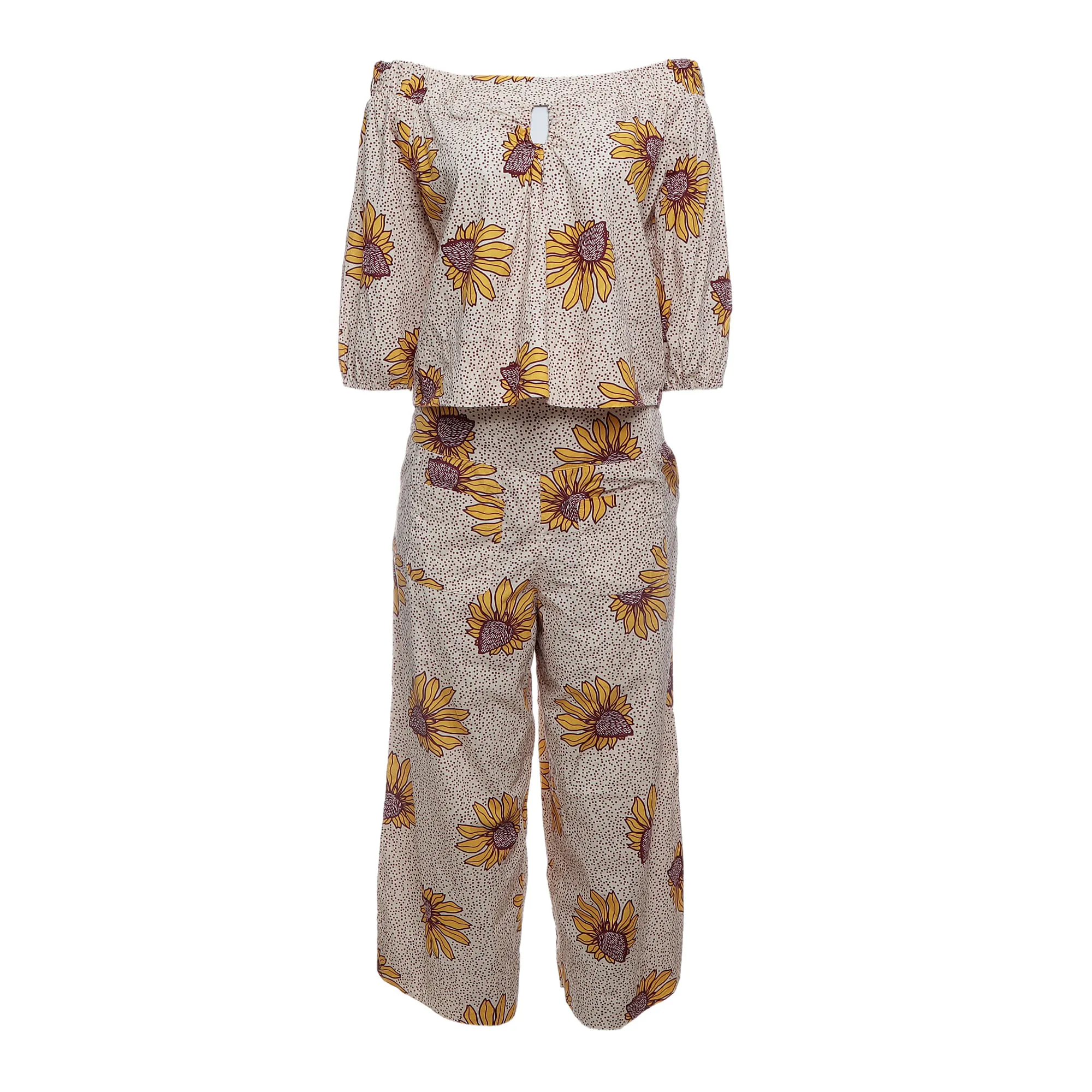 Conjunto Caché Blusa e Calça Estampado Bege