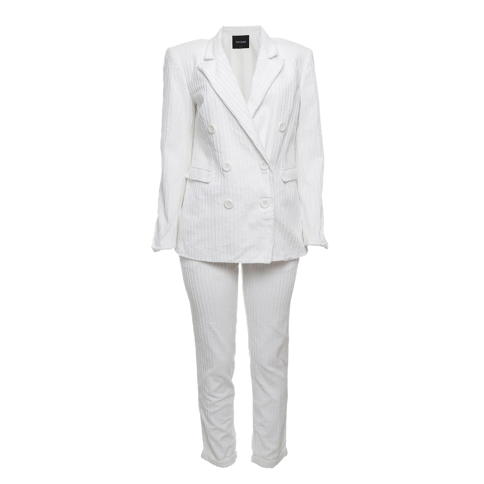 Conjunto Tufi Duek Blazer e Calça Veludo Branco