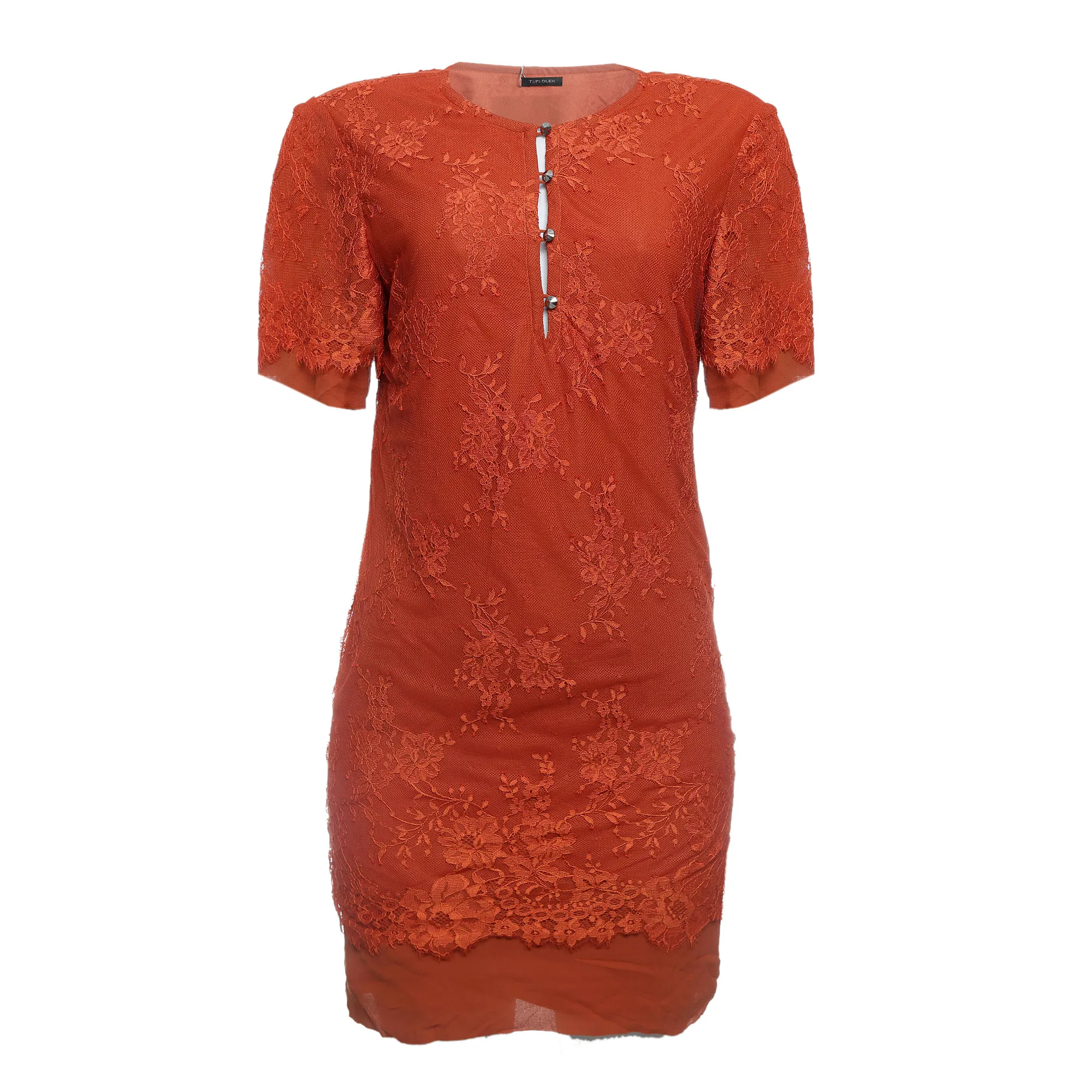 Vestido Tufi Duek Renda Laranja