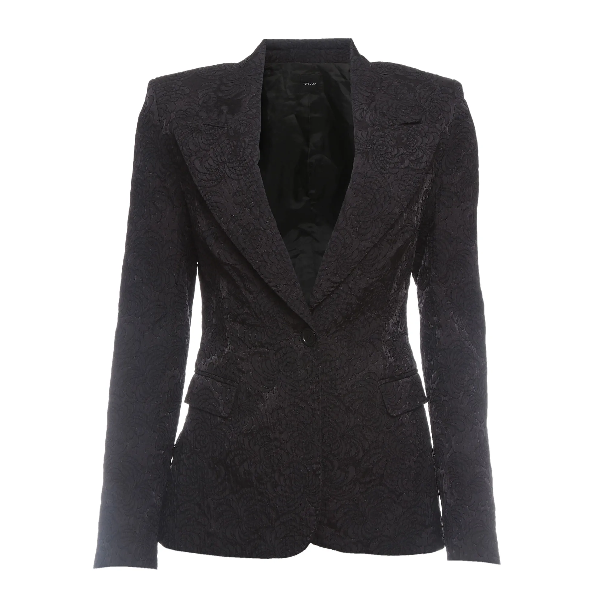 Blazer Tufi Duek Texturizado Flores Preto