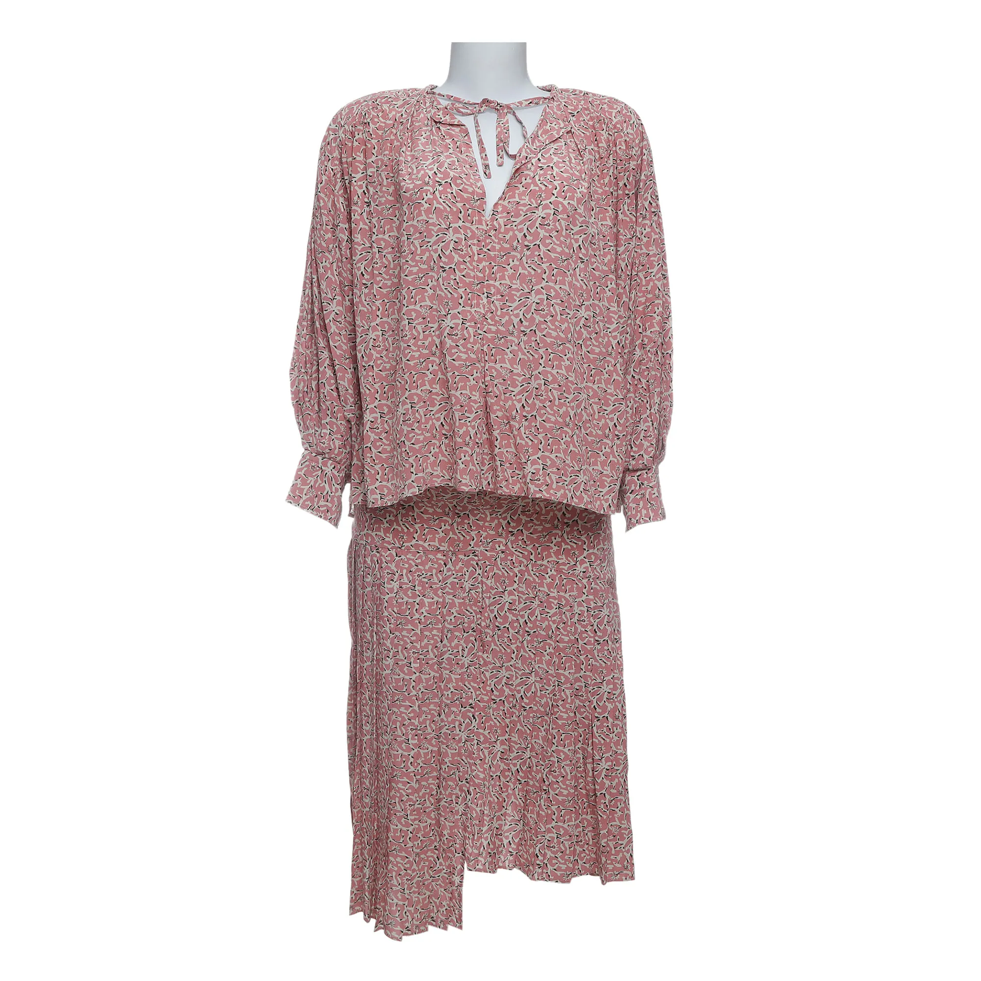 Conjunto Isabel Marant Seda Estampado Rosa