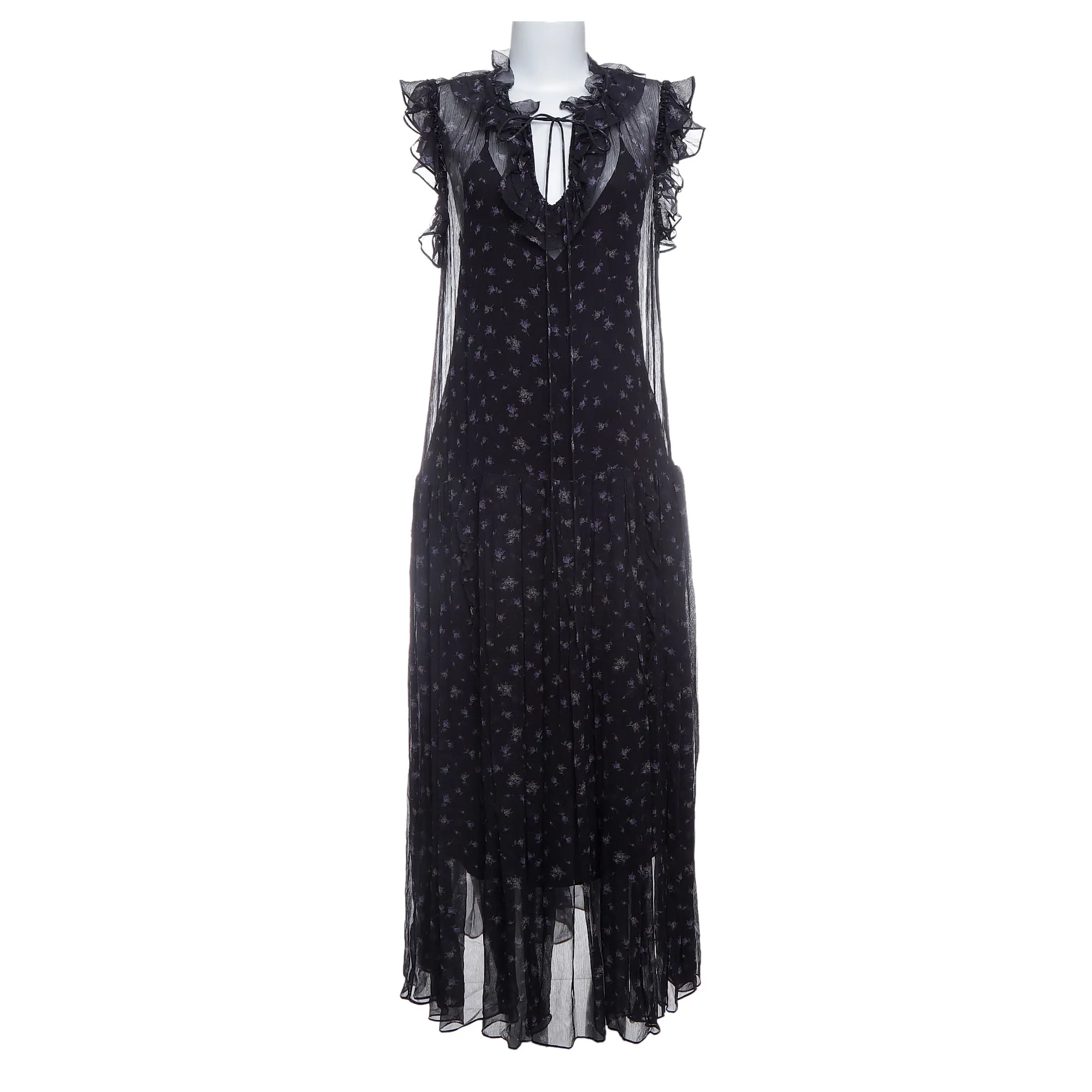 Vestido Coach Seda Estampado Azul