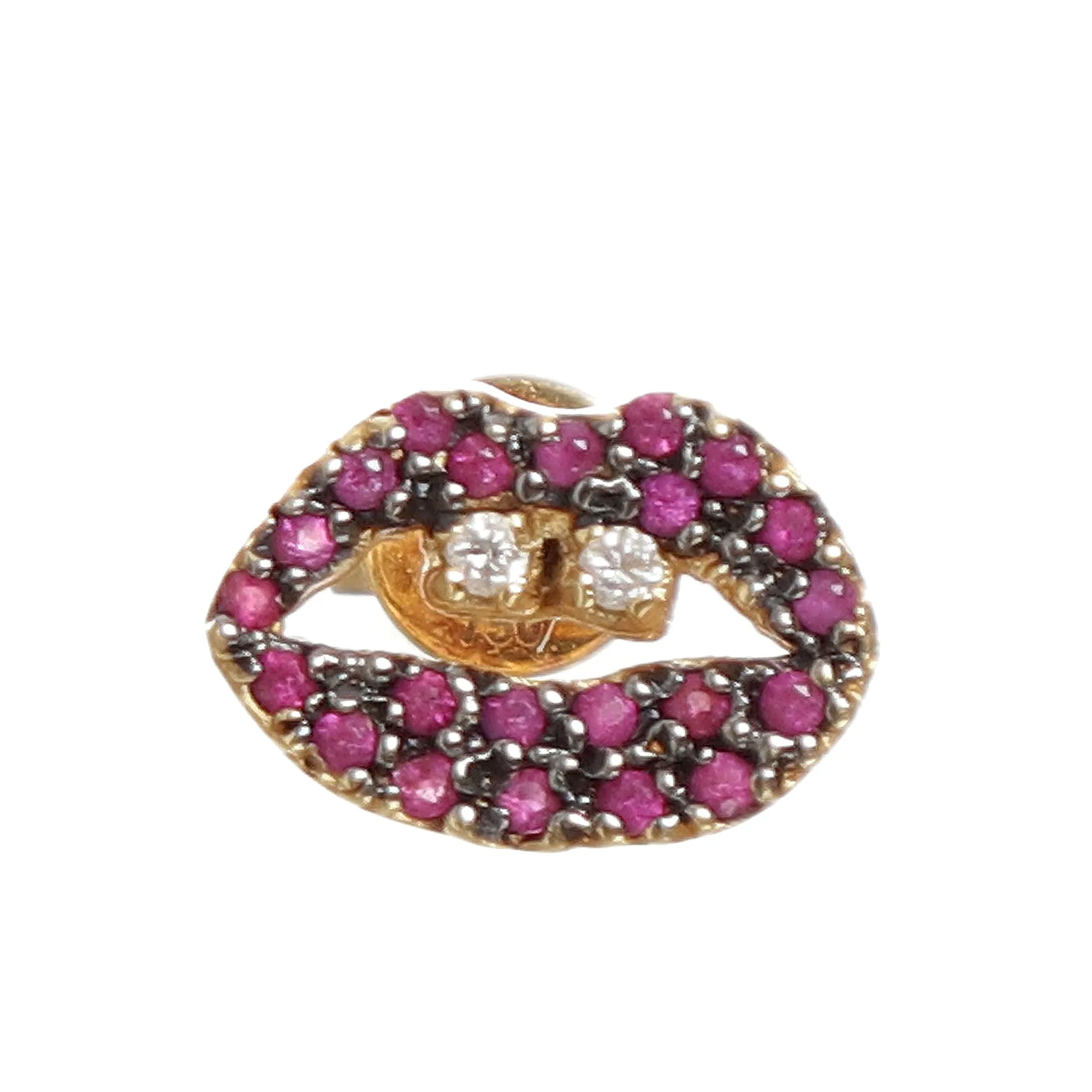 Brinco Victoria Sayeg Único Boca Brilhantes, Rubi em Ouro