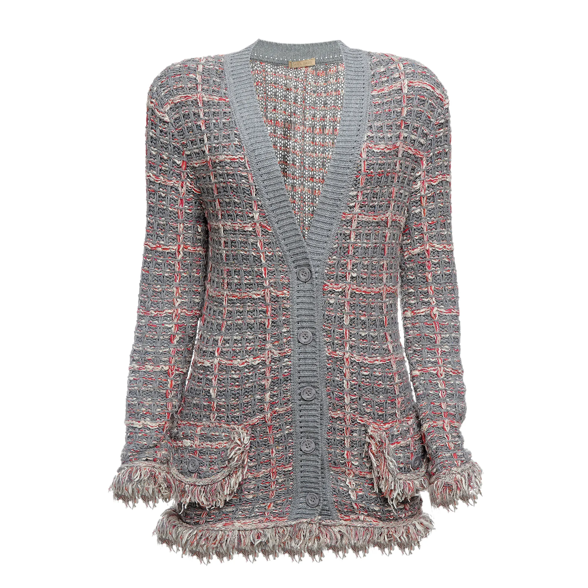 Cardigã Carol Bassi Tricô Cinza