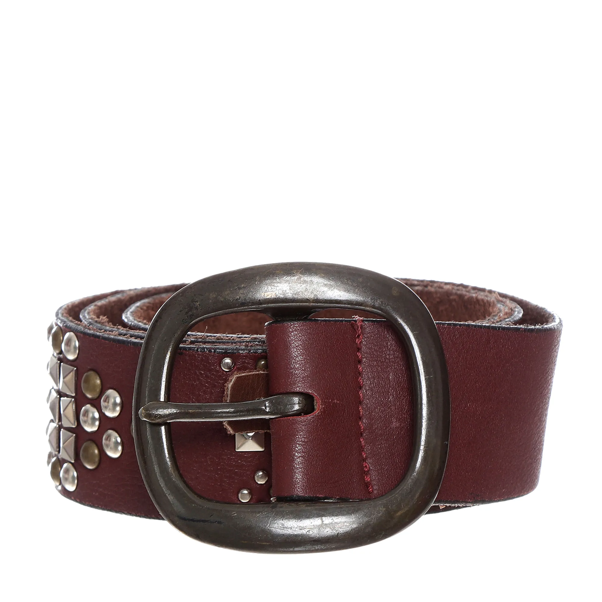 Cinto Mixed Tachas Couro Vinho