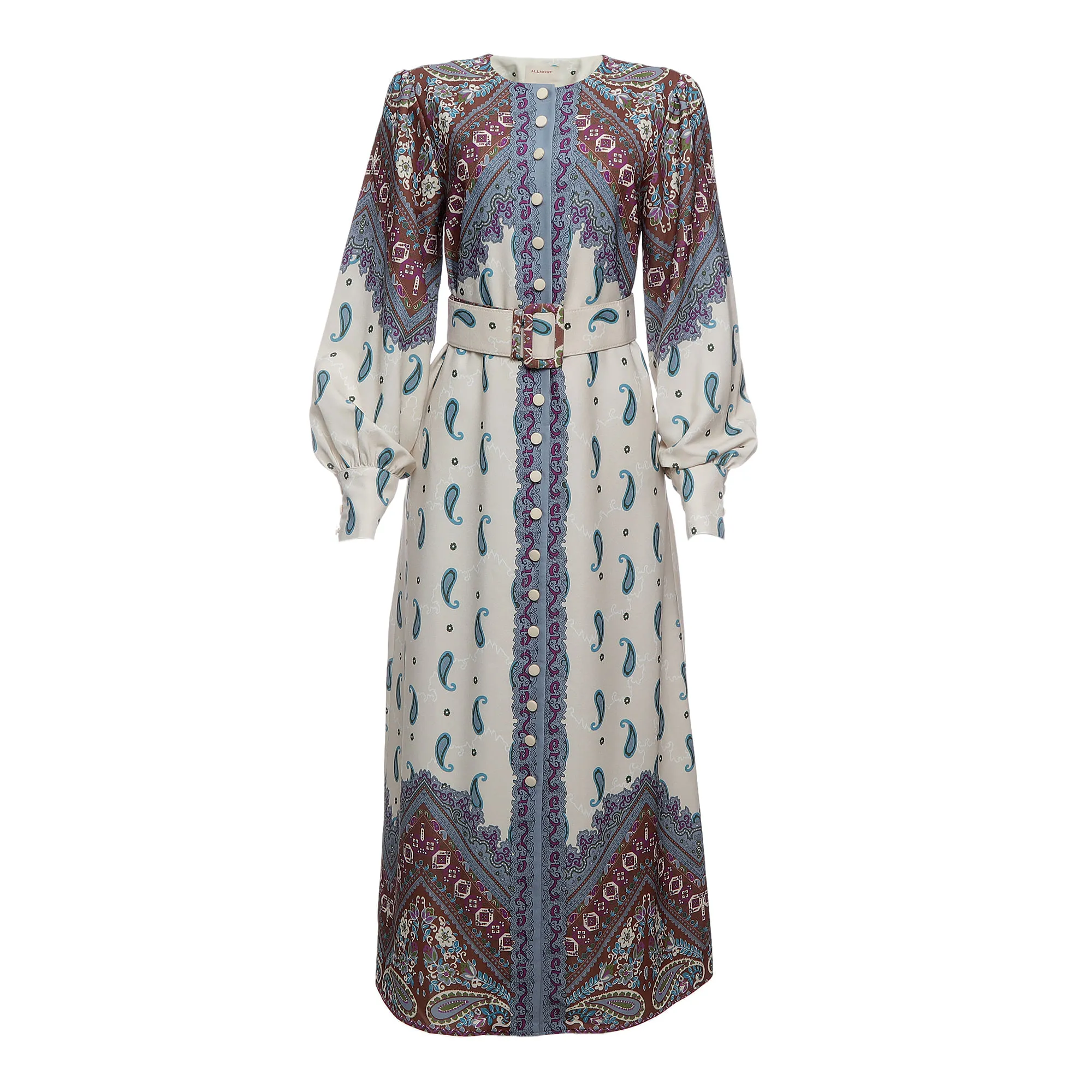 Vestido Allmost com Cinto Vintage Estampado