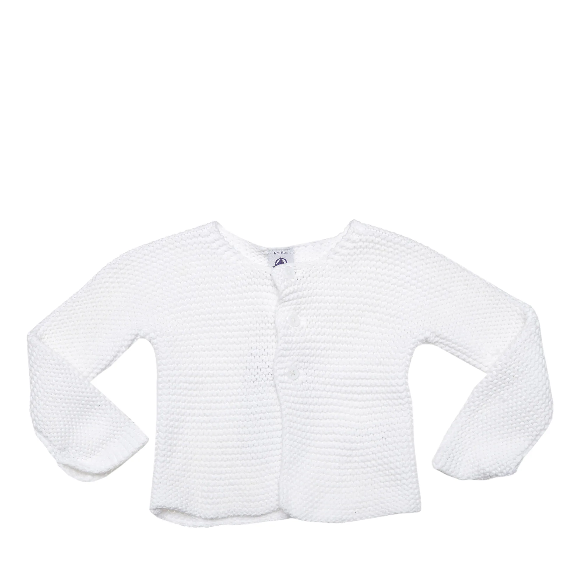 Cardigã Petit Bateau Infantil Tricô Branco