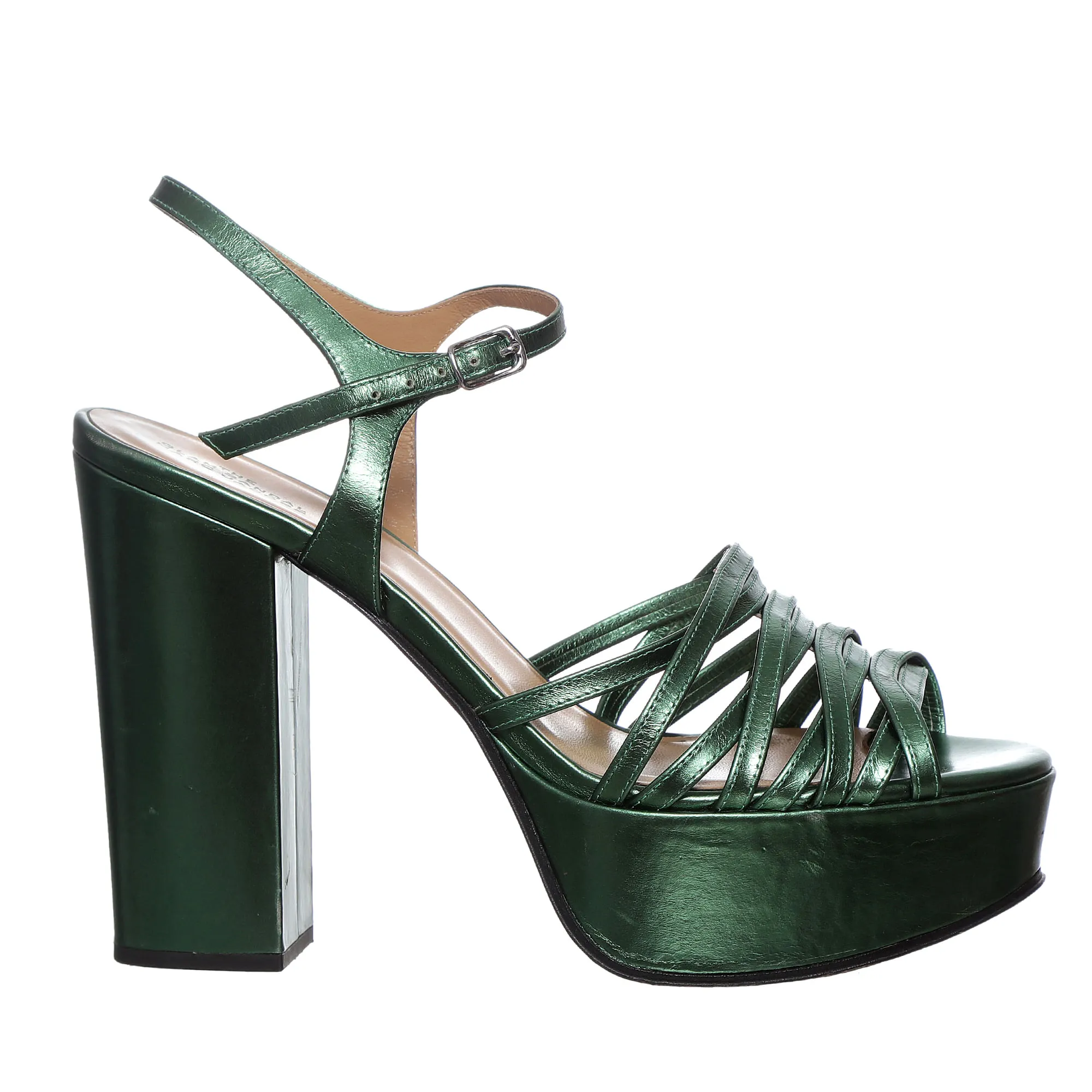Sandália Marc Jacobs Couro Metalizada Verde