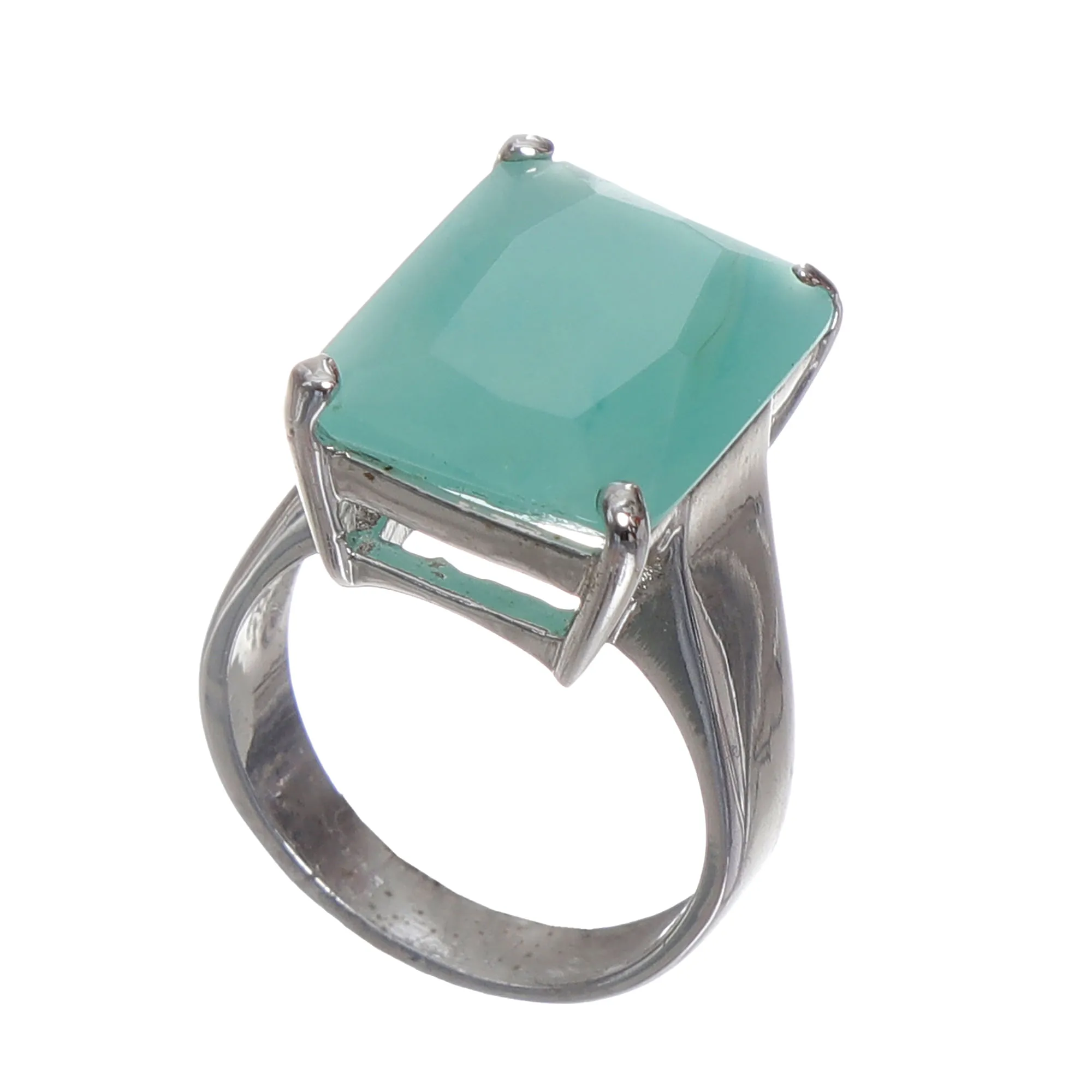 Anel Pedra Azul Prateado