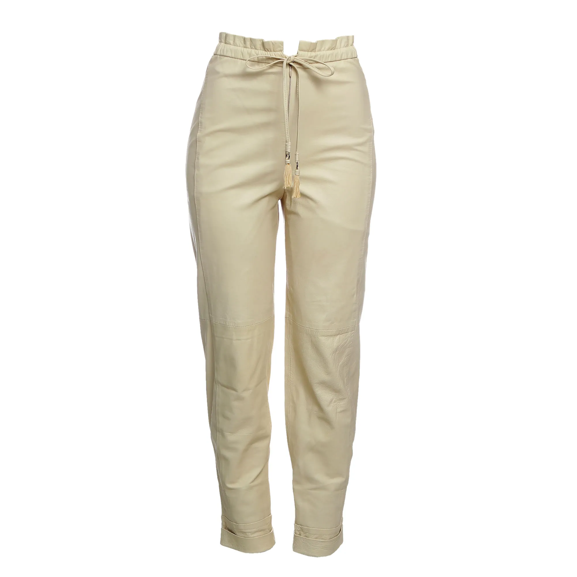 Calça Cris Barros Couro Amarelo