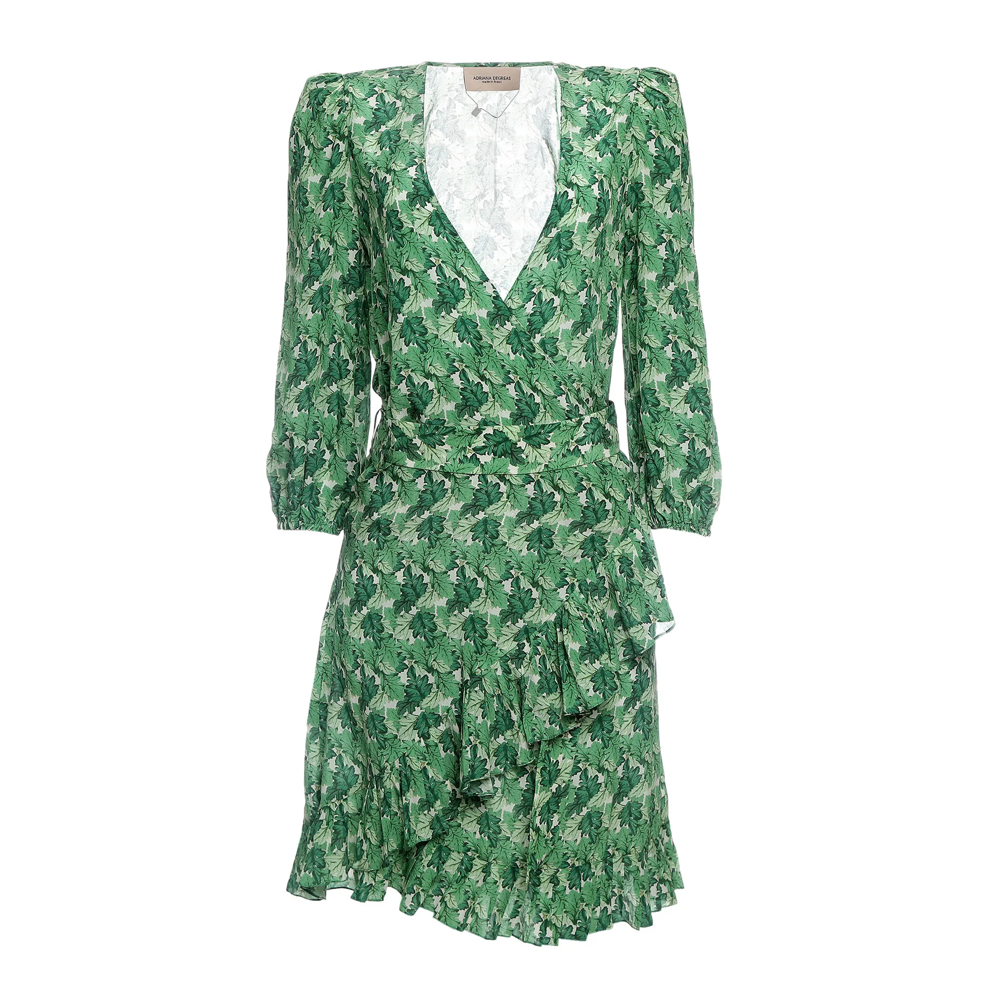 Vestido Adriana Degreas Seda Estampa Verde