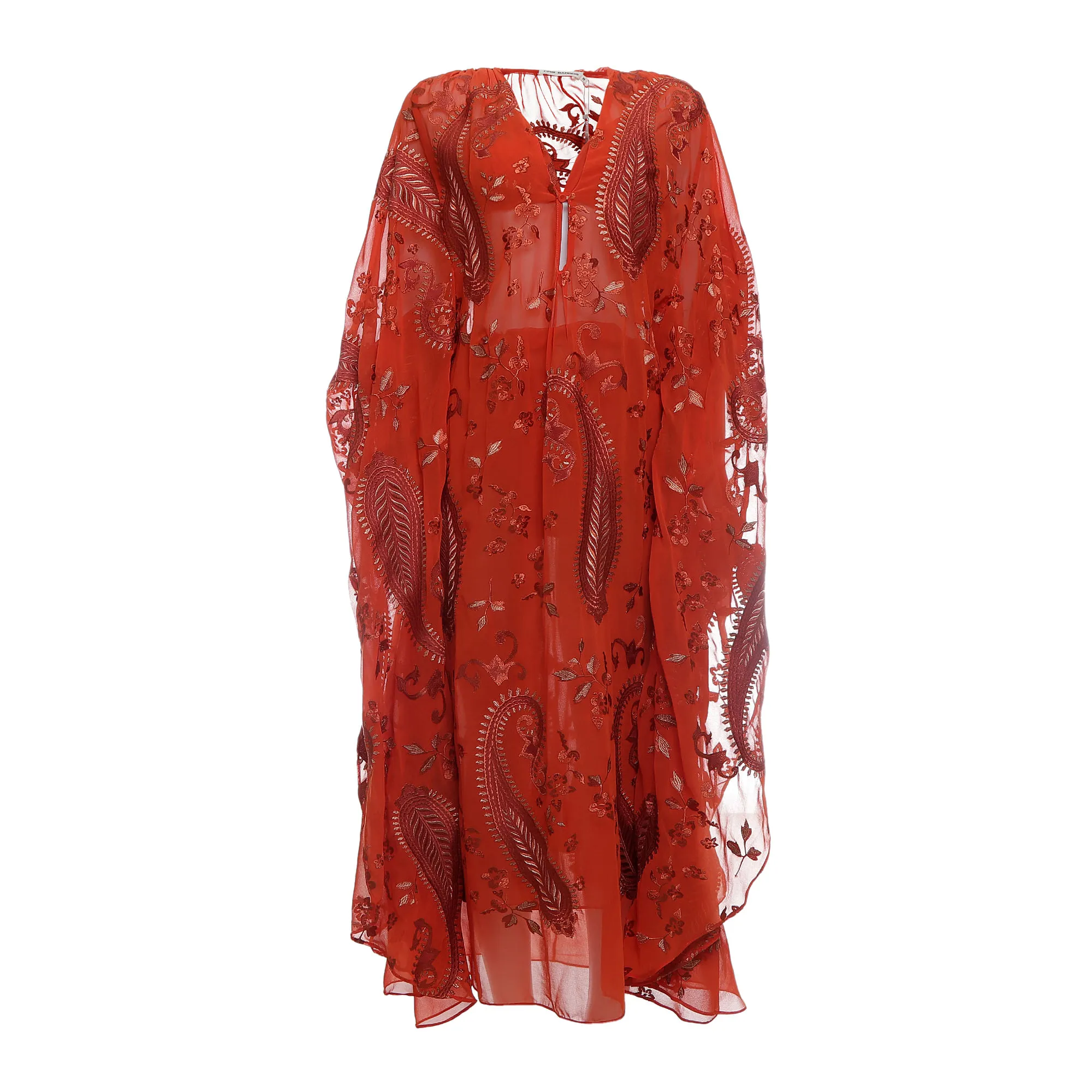 Kaftan Cris Barros com Top e Hot Pants Bordado Vermelho