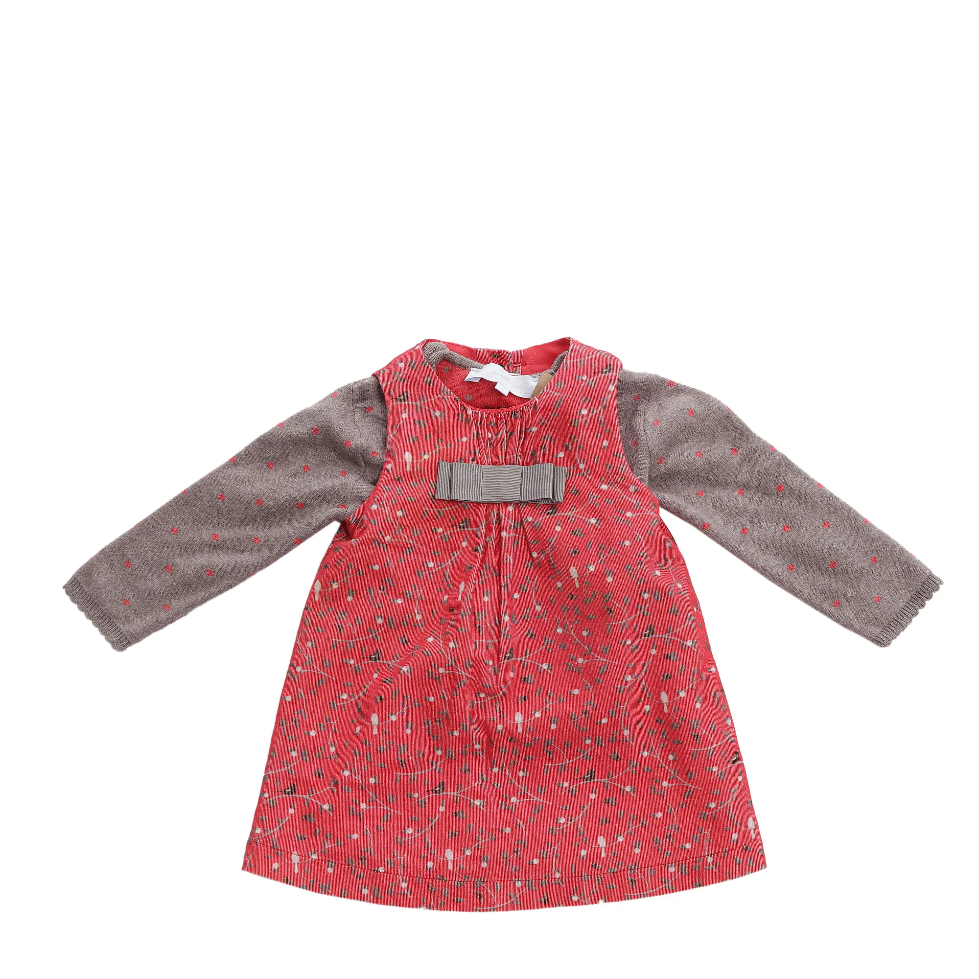 Vestido Tartine et Chocolat Infantil Rosa e Cinza