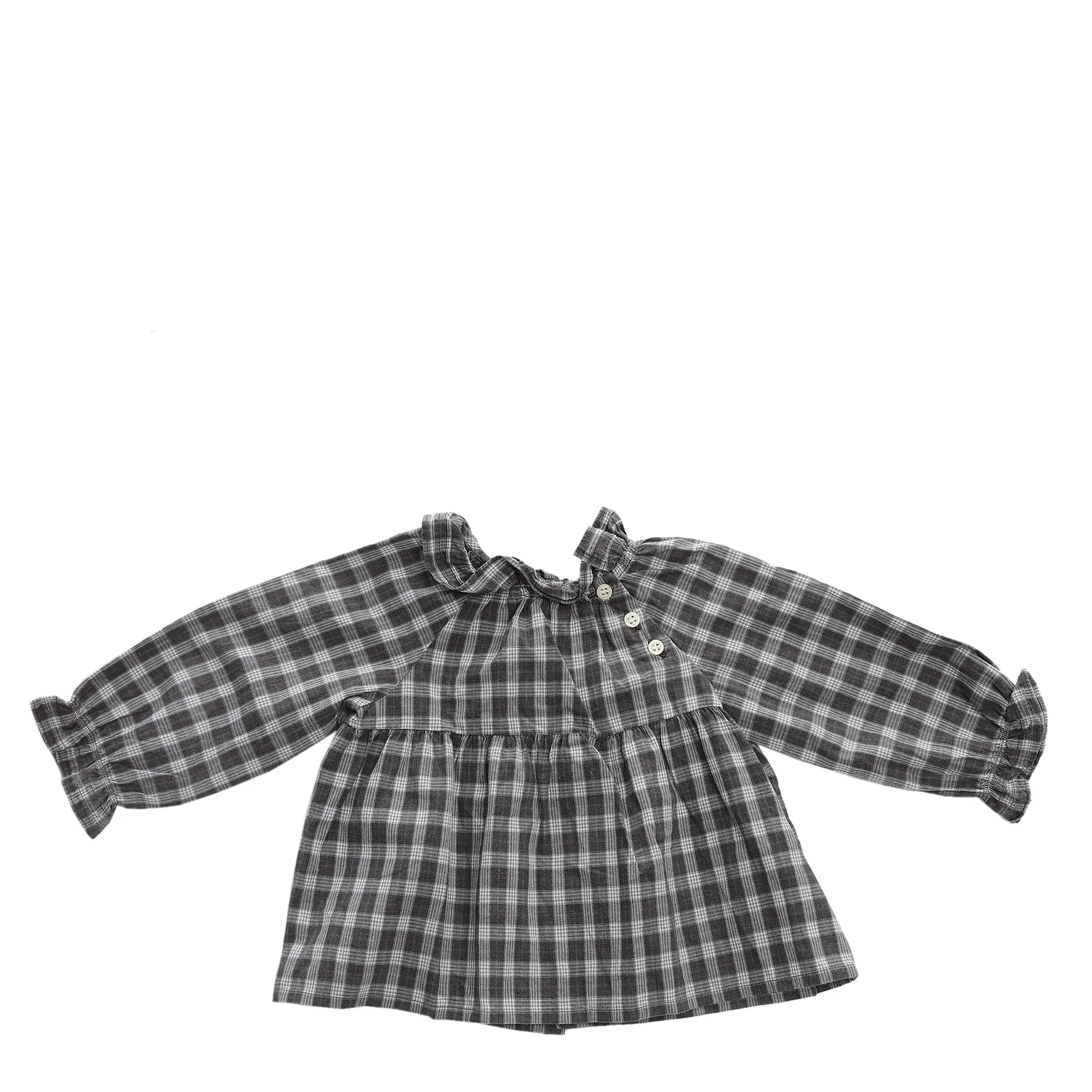 Vestido Bonpoint Infantil Xadrez Cinza