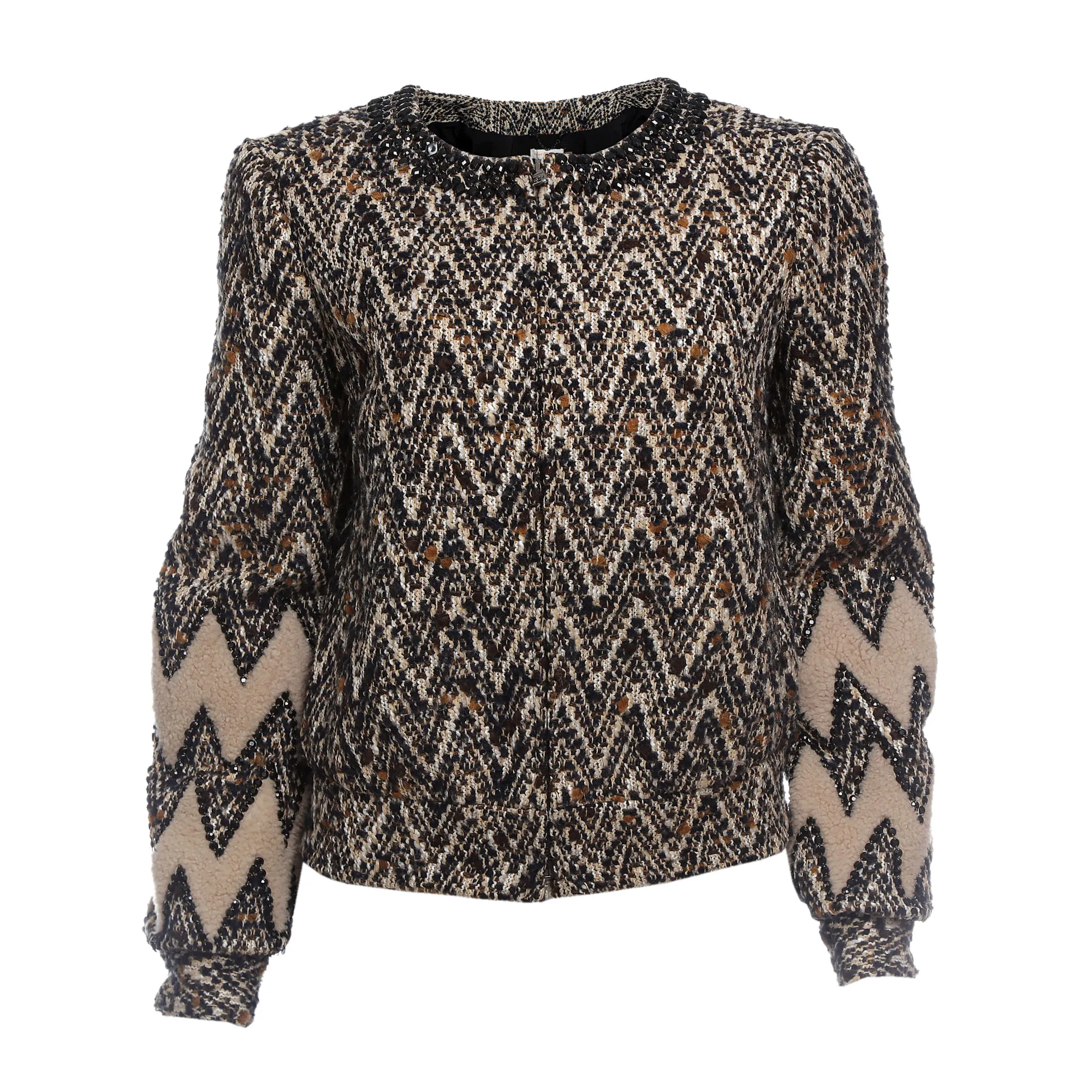 Jaqueta Tory Burch Bomber Tweed Bordada