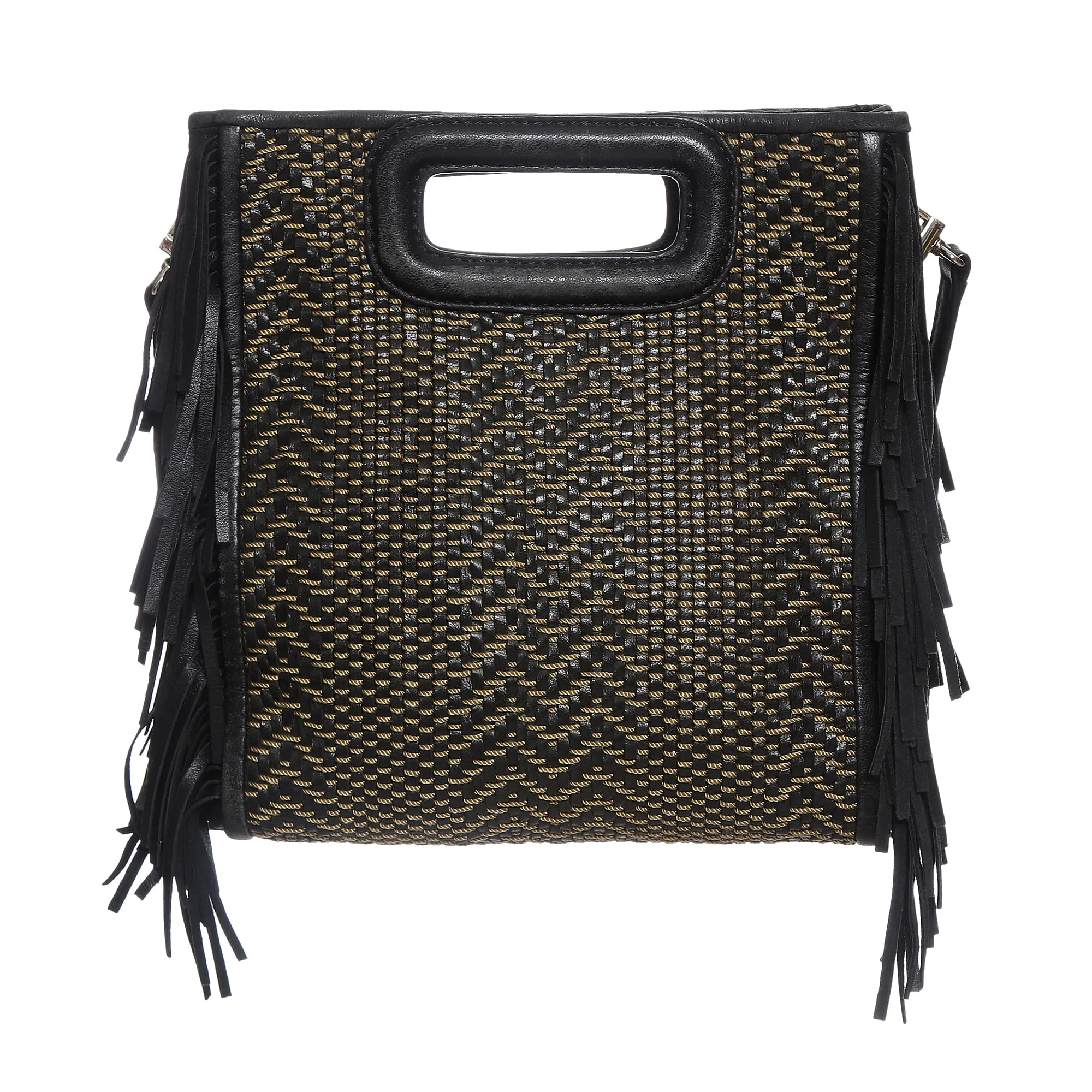 Bolsa Maje M Trançada Preta