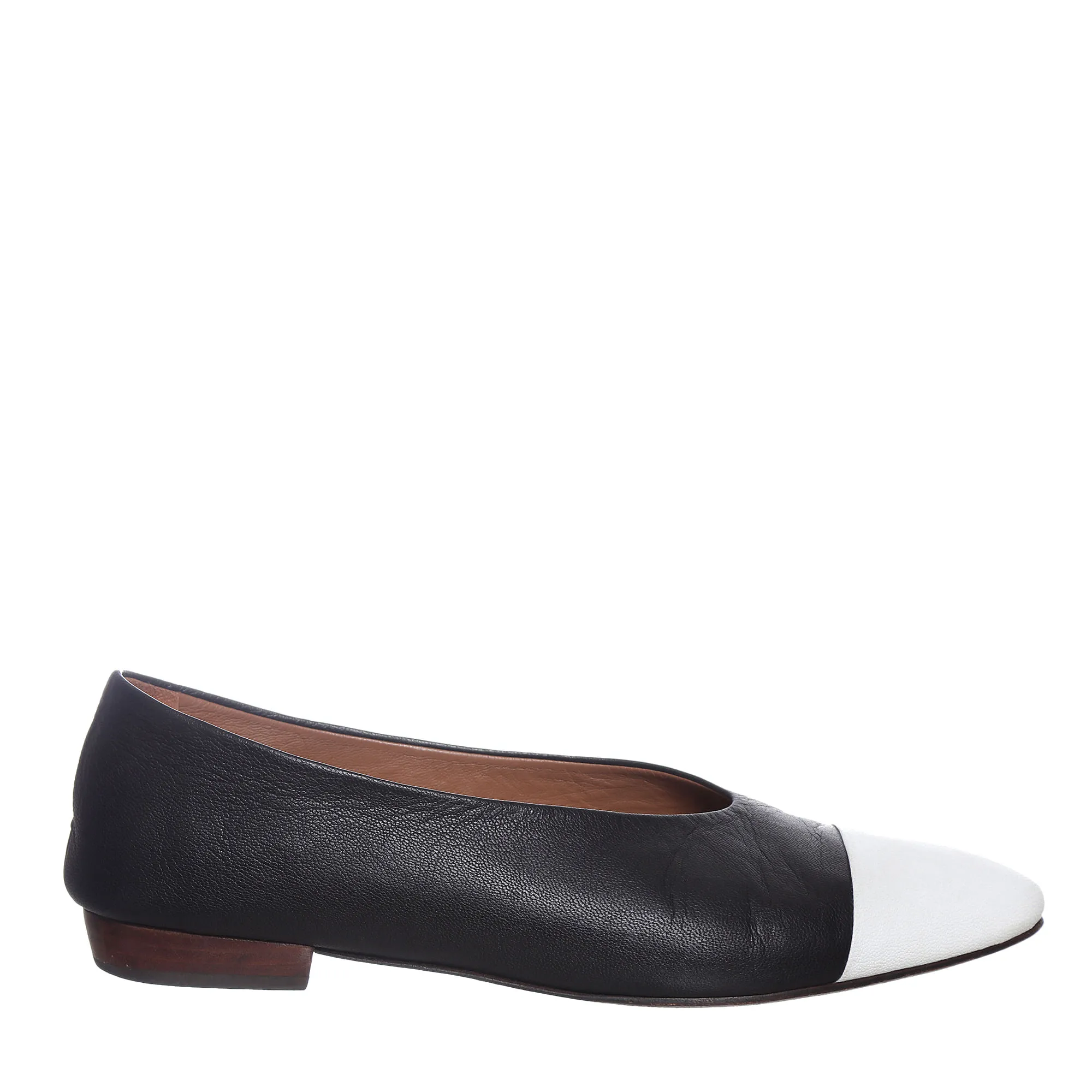 Sapatilha Botti Gretta Couro Preta e Branca