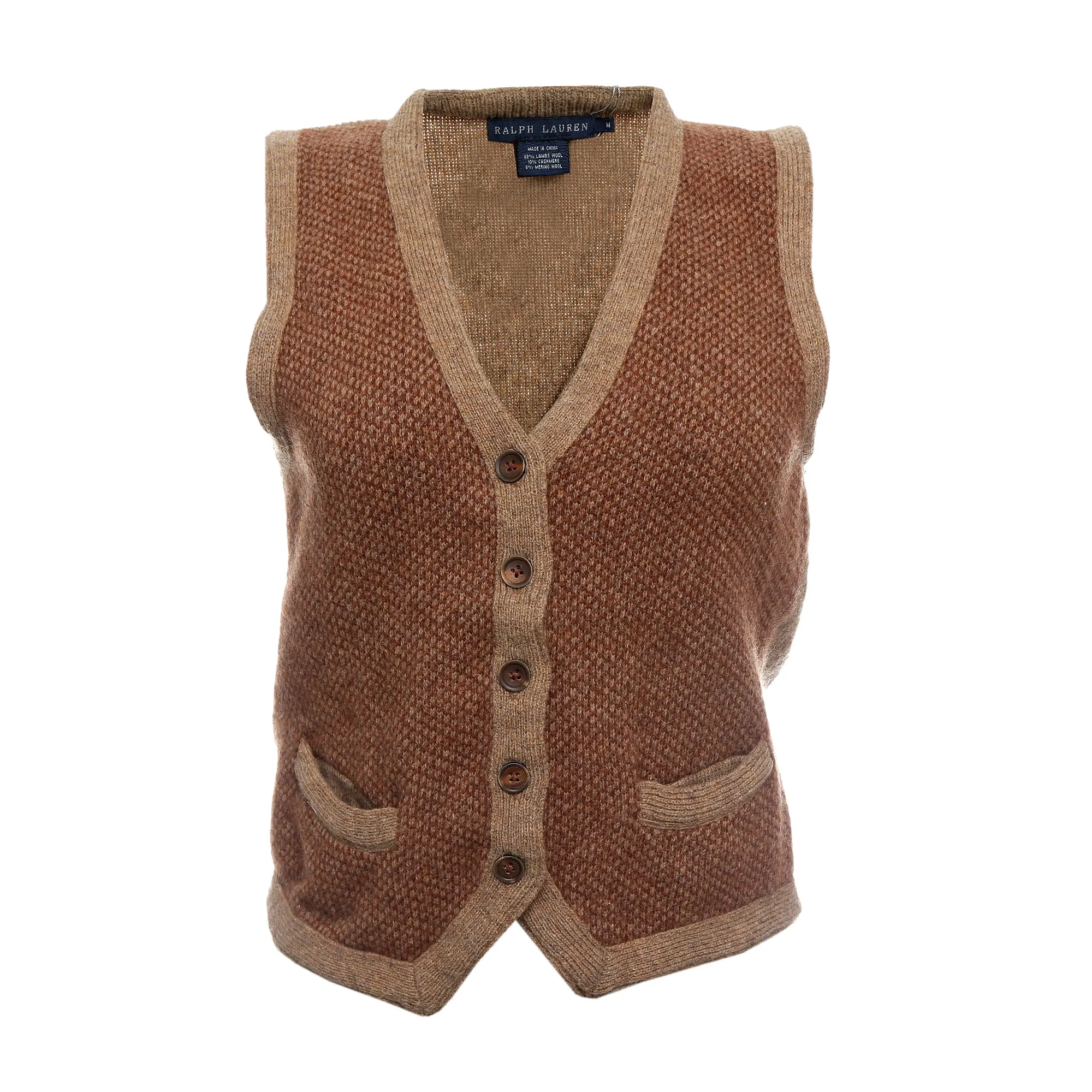 Colete Ralph Lauren Tricô Marrom