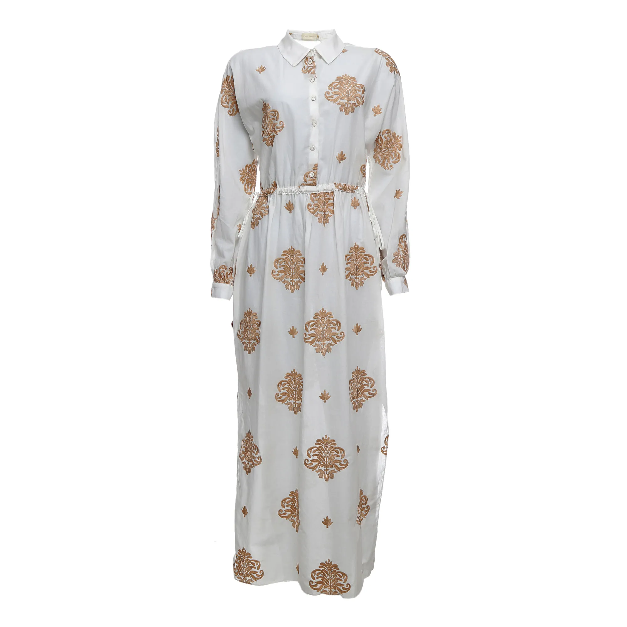 Vestido Cris Barros Bordado Branco e Bege