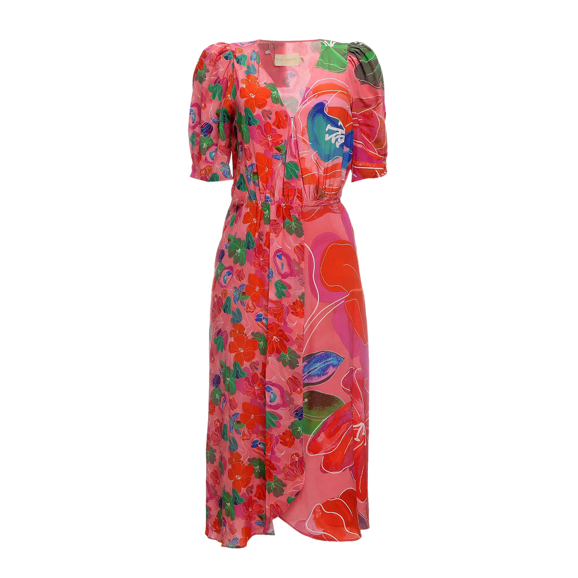 Vestido Cris Barros Estampa Floral Rosa