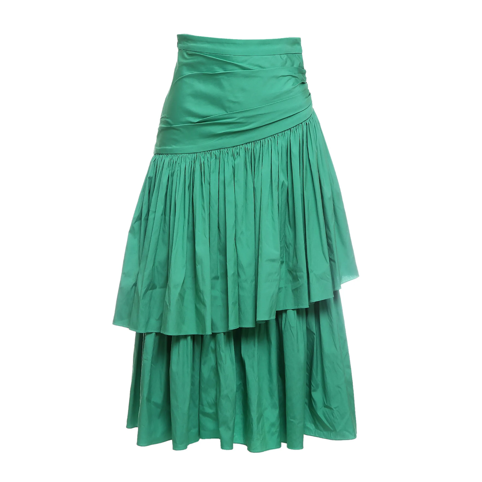 Saia Cris Barros Babados Verde