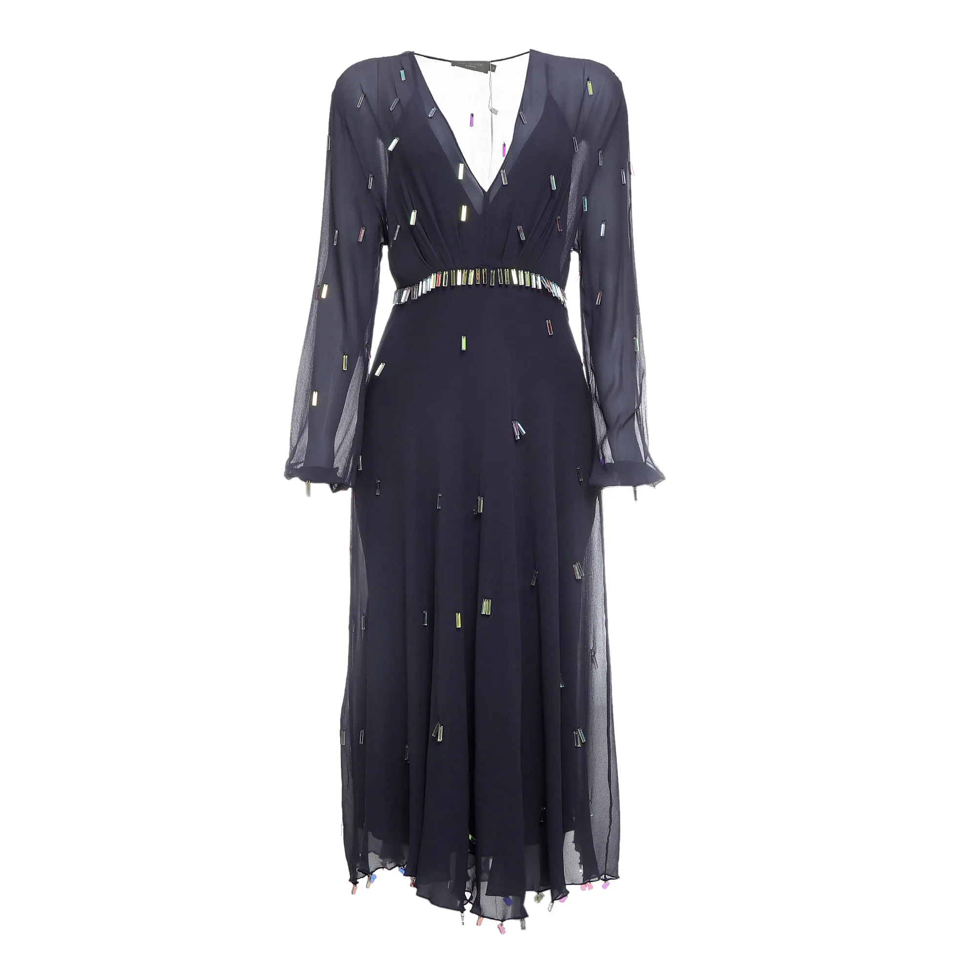 Vestido Cris Barros com Anágua Bordado Azul