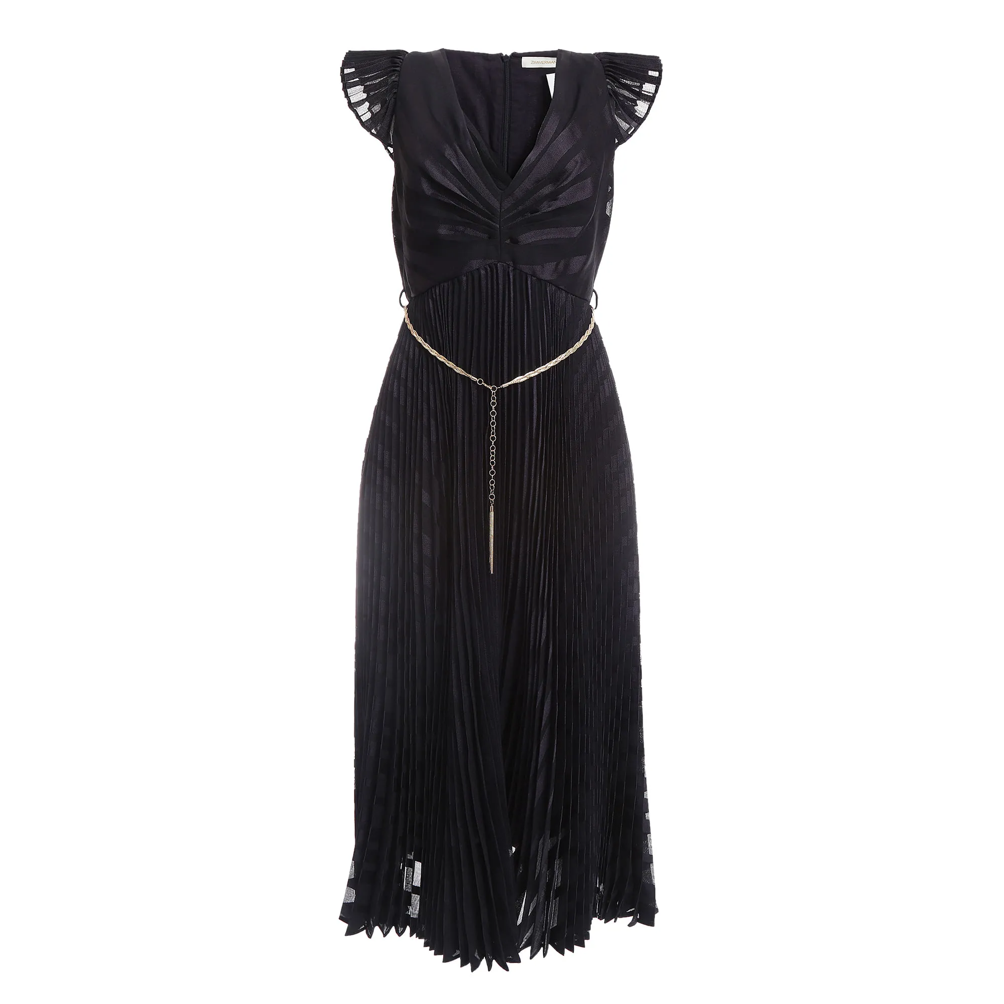 Vestido Zimmermann Plissado Azul Marinho