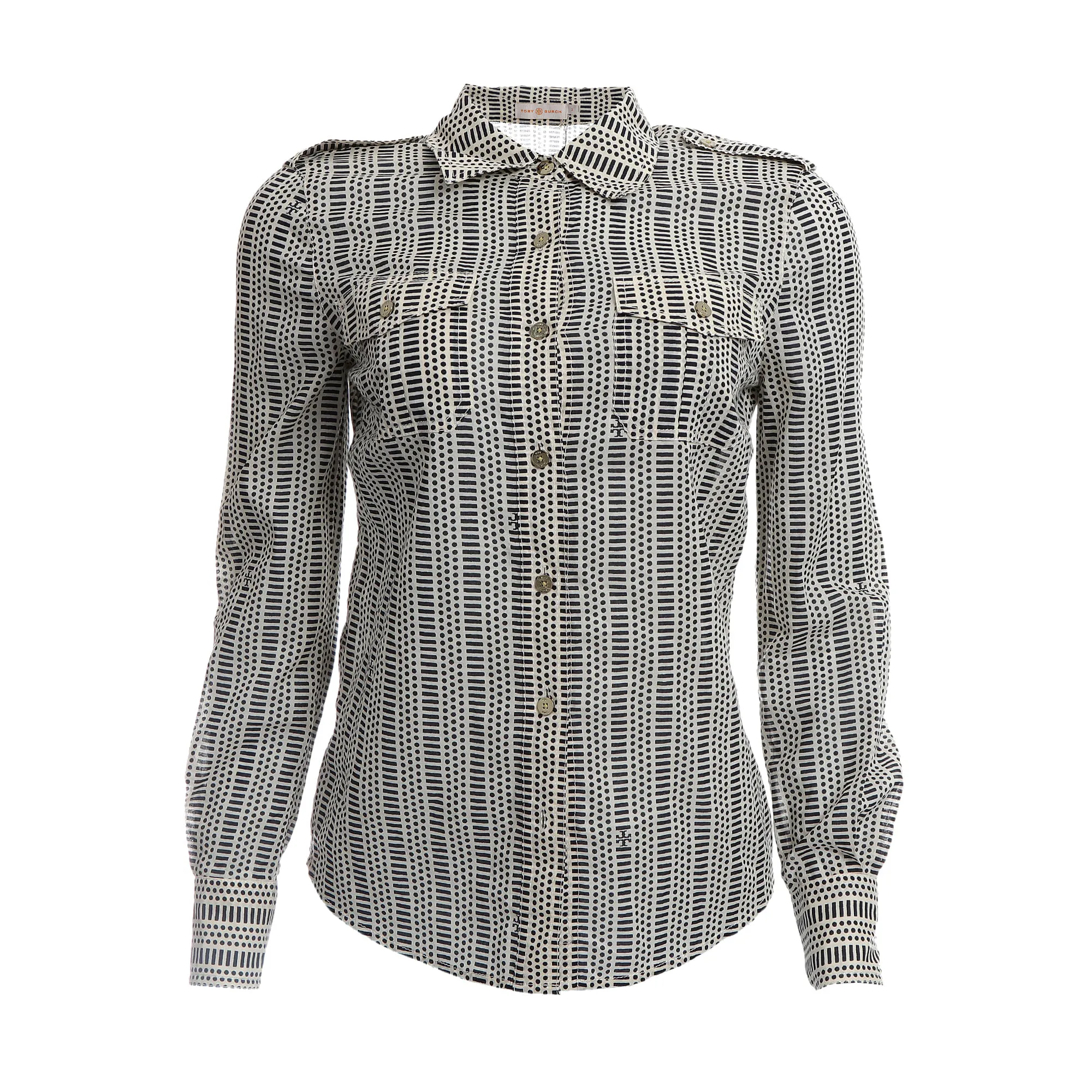 Camisa Tory Burch Estampado Branco e Preto