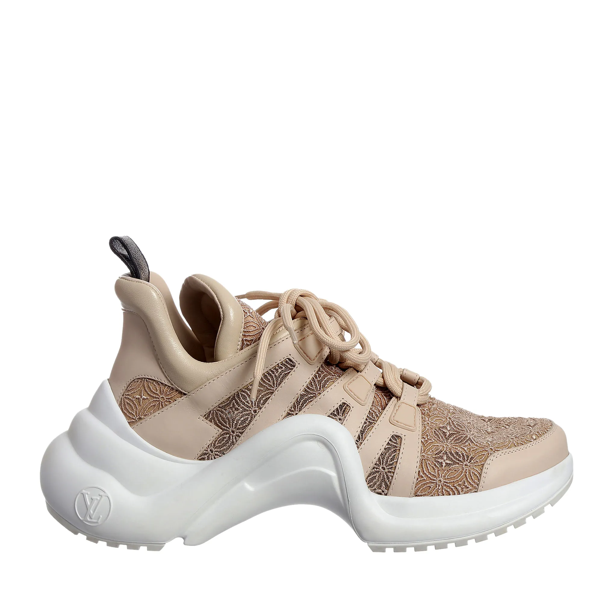 Tênis Louis Vuitton Archlight Renda e Couro Bege