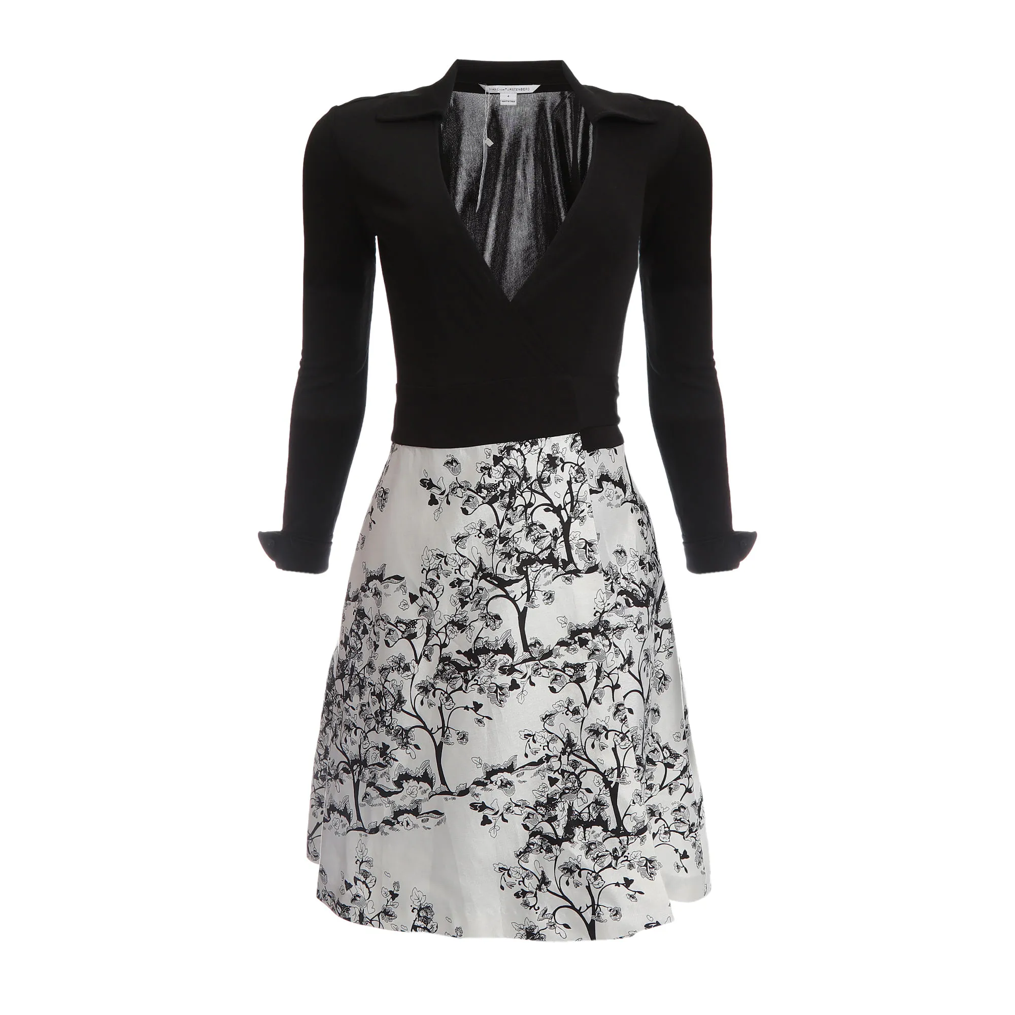 Vestido Diane Von Furstenberg Estampado Preto e Branco