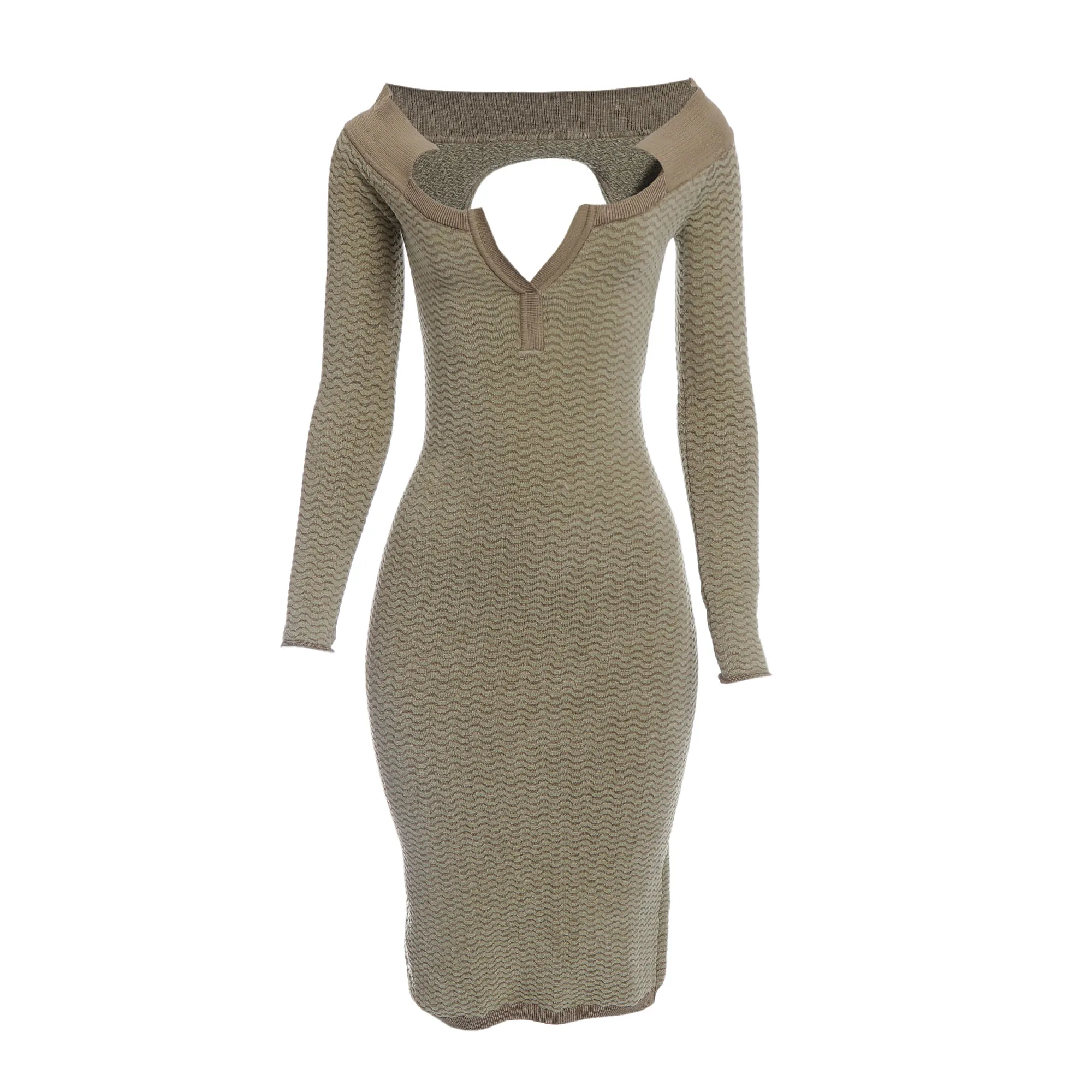 Vestido Jacquemus Tricô Verde e Marrom