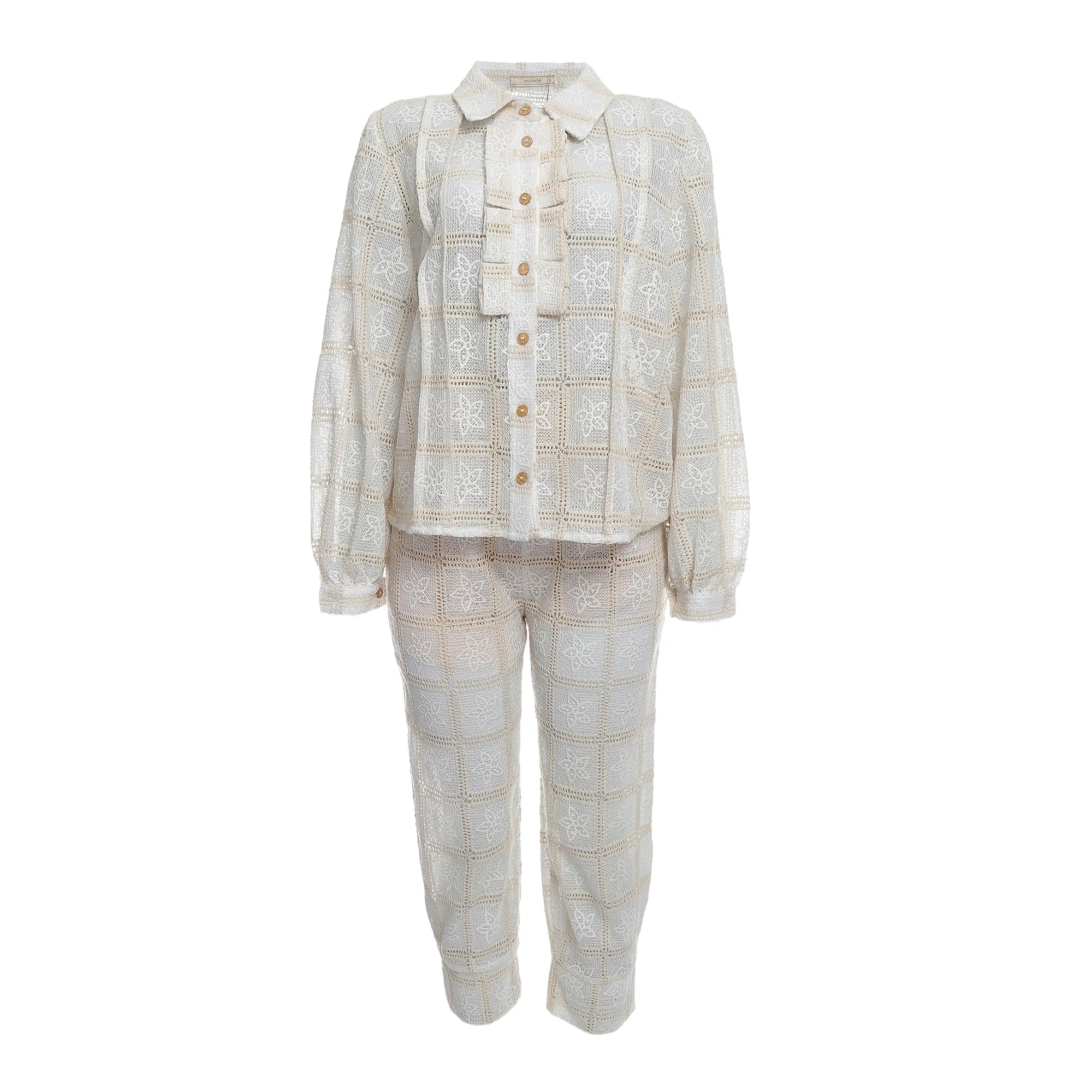 Conjunto Missinclof Camisa e Calça Renda Branca