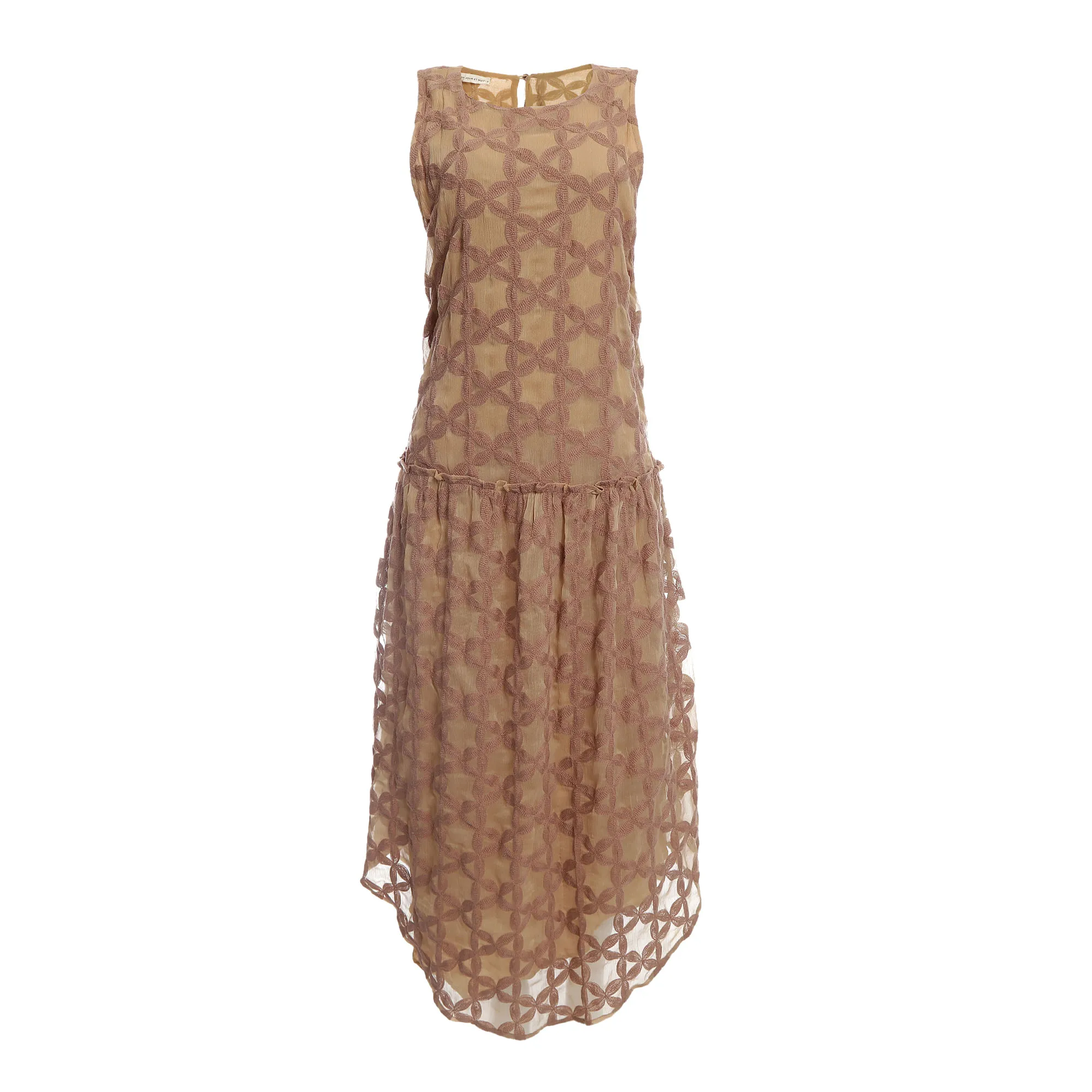 Vestido com Top Bordado Marrom