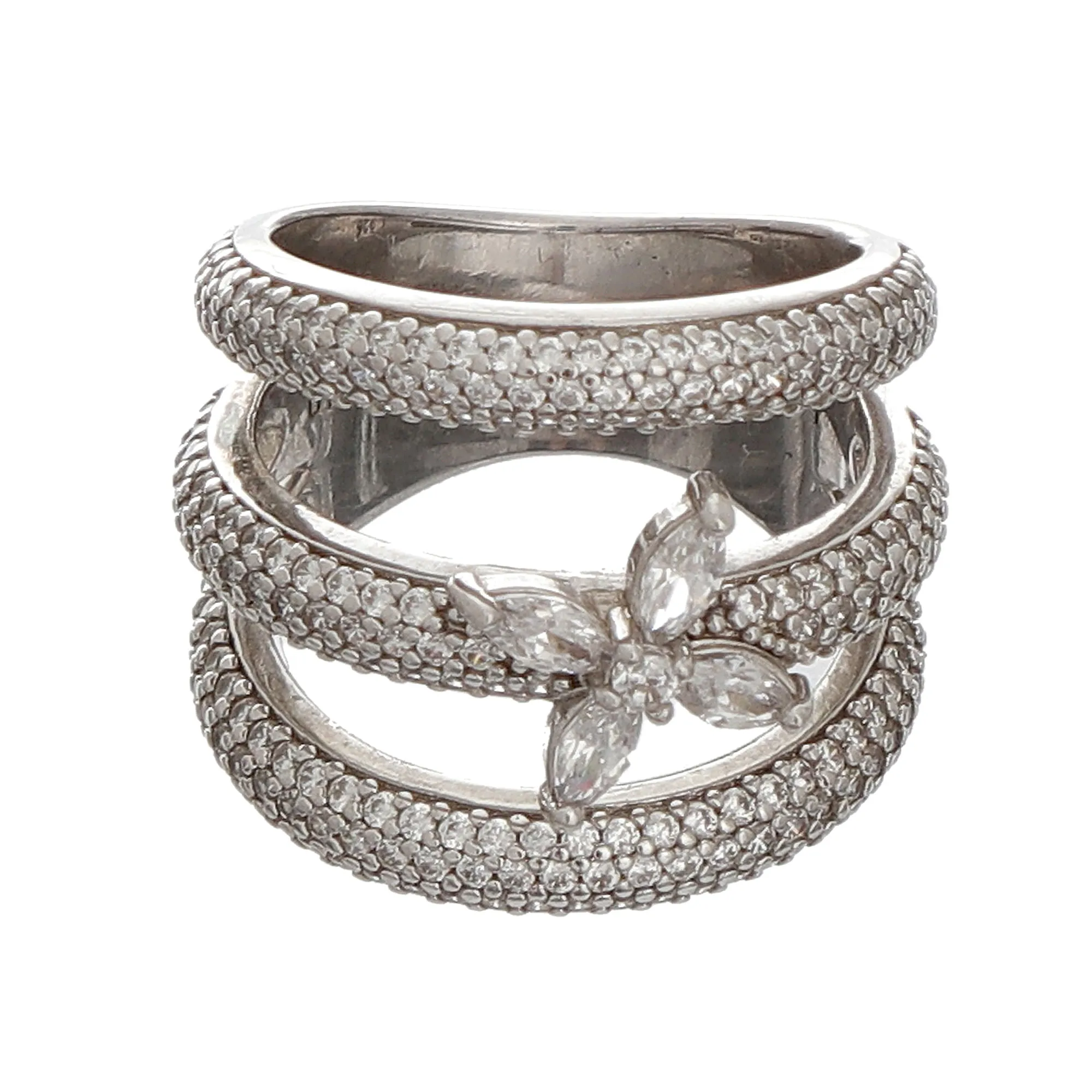 Anel Life by Vivara Butterfly Prata Cravejado