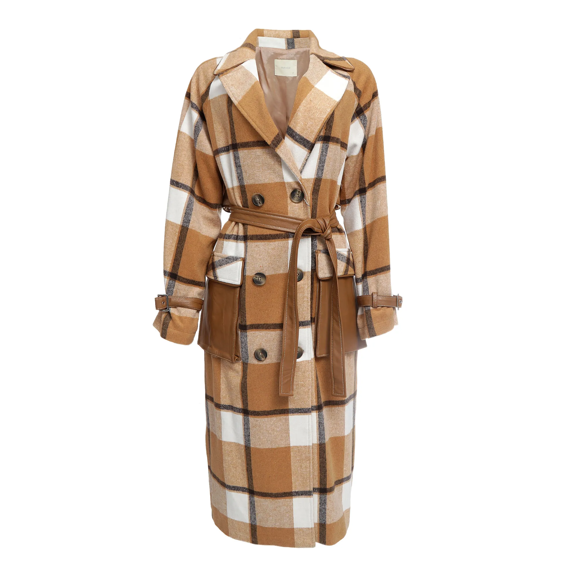 Sobretudo Framed Xadrez Caramelo