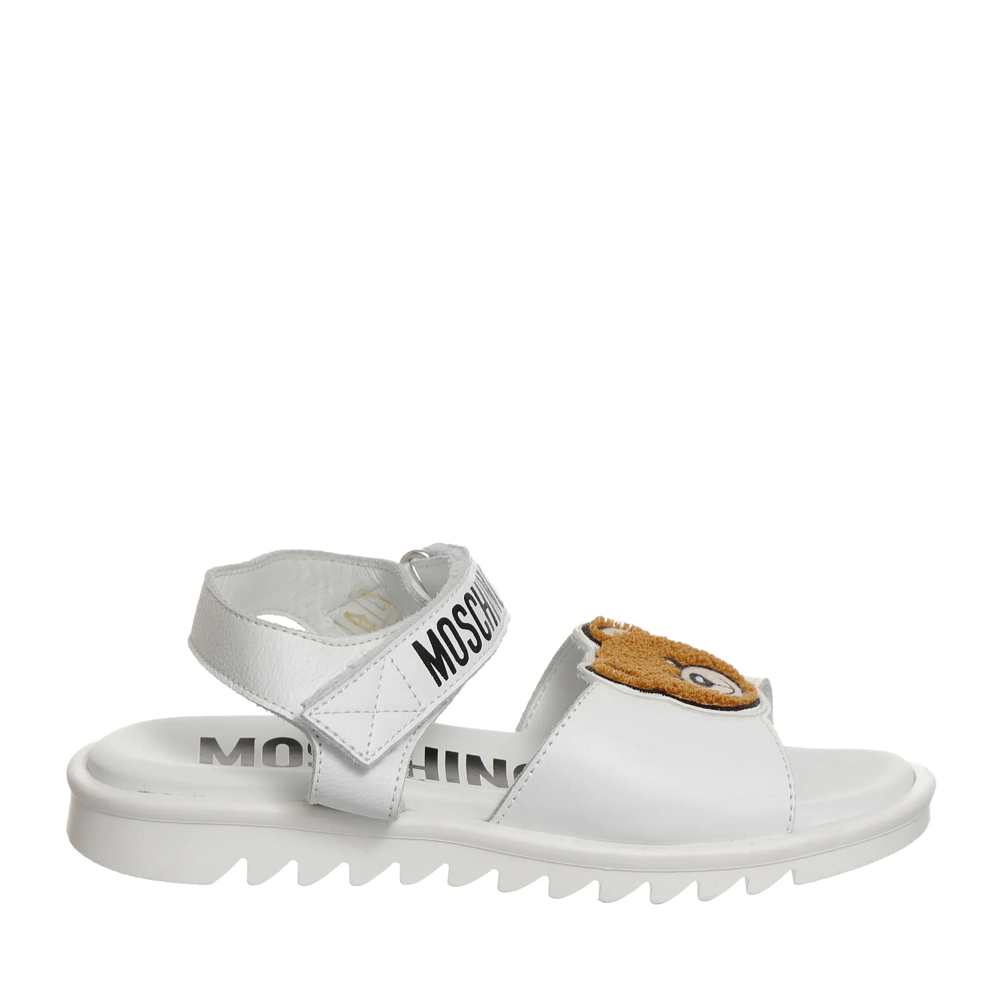 Sandália Moschino Infantil Teddy Bear Couro Branca