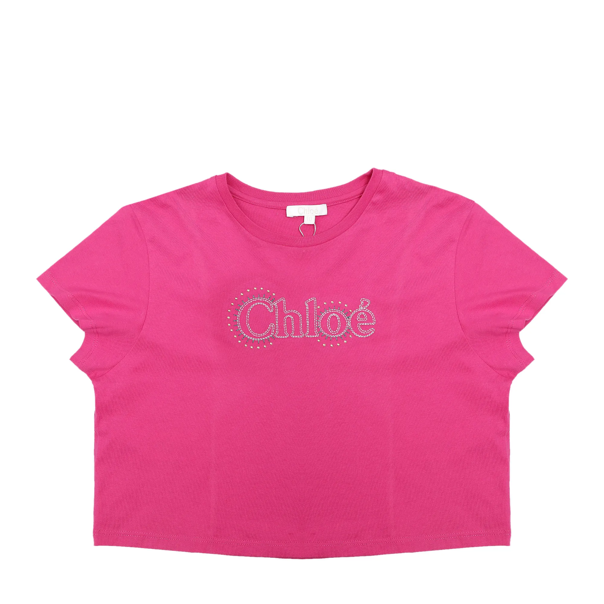 Camiseta Chloé Infantil Bordado Rosa